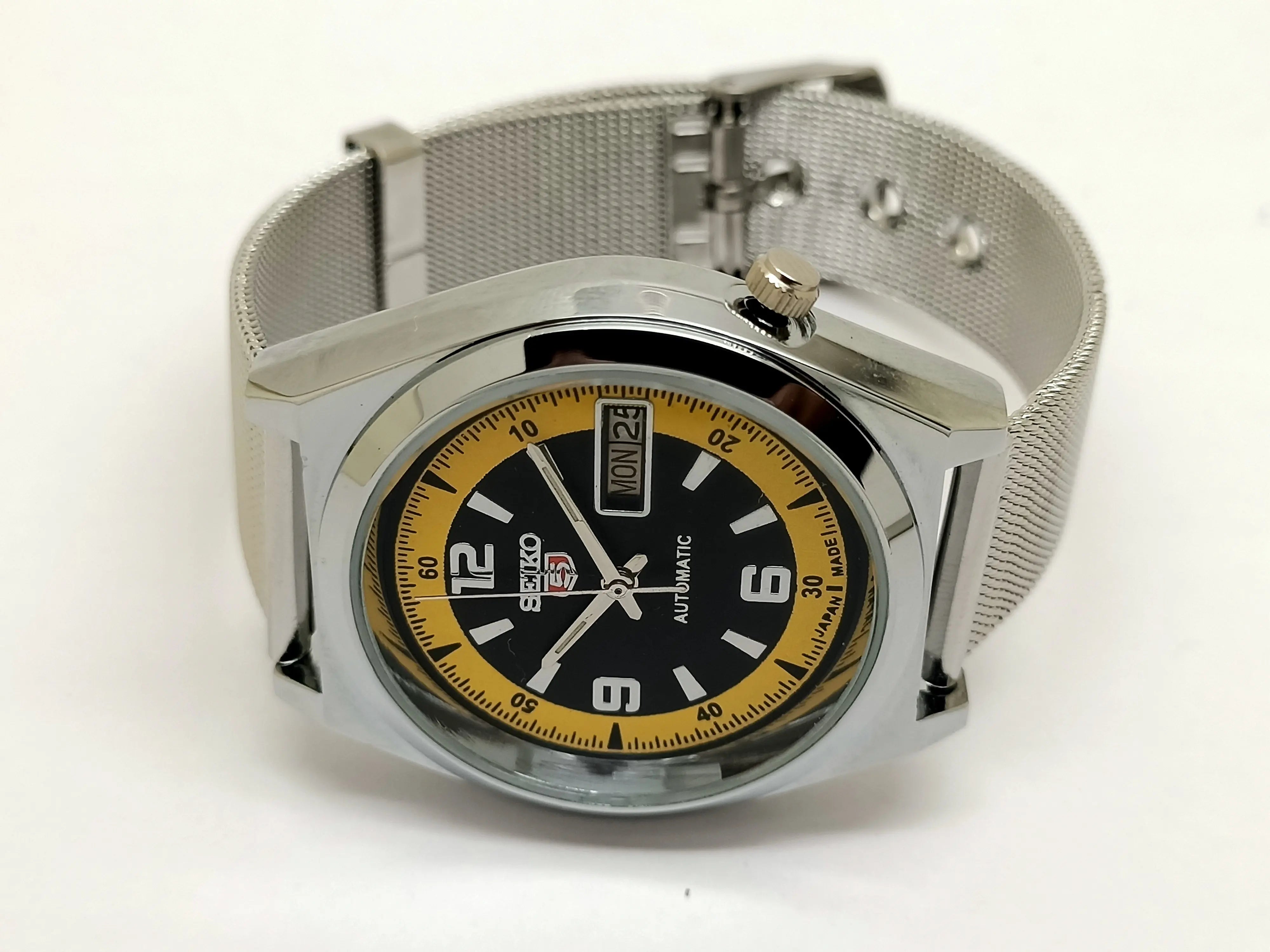 Seiko 5 Black Dial Automatic Vintage Watch National Watches