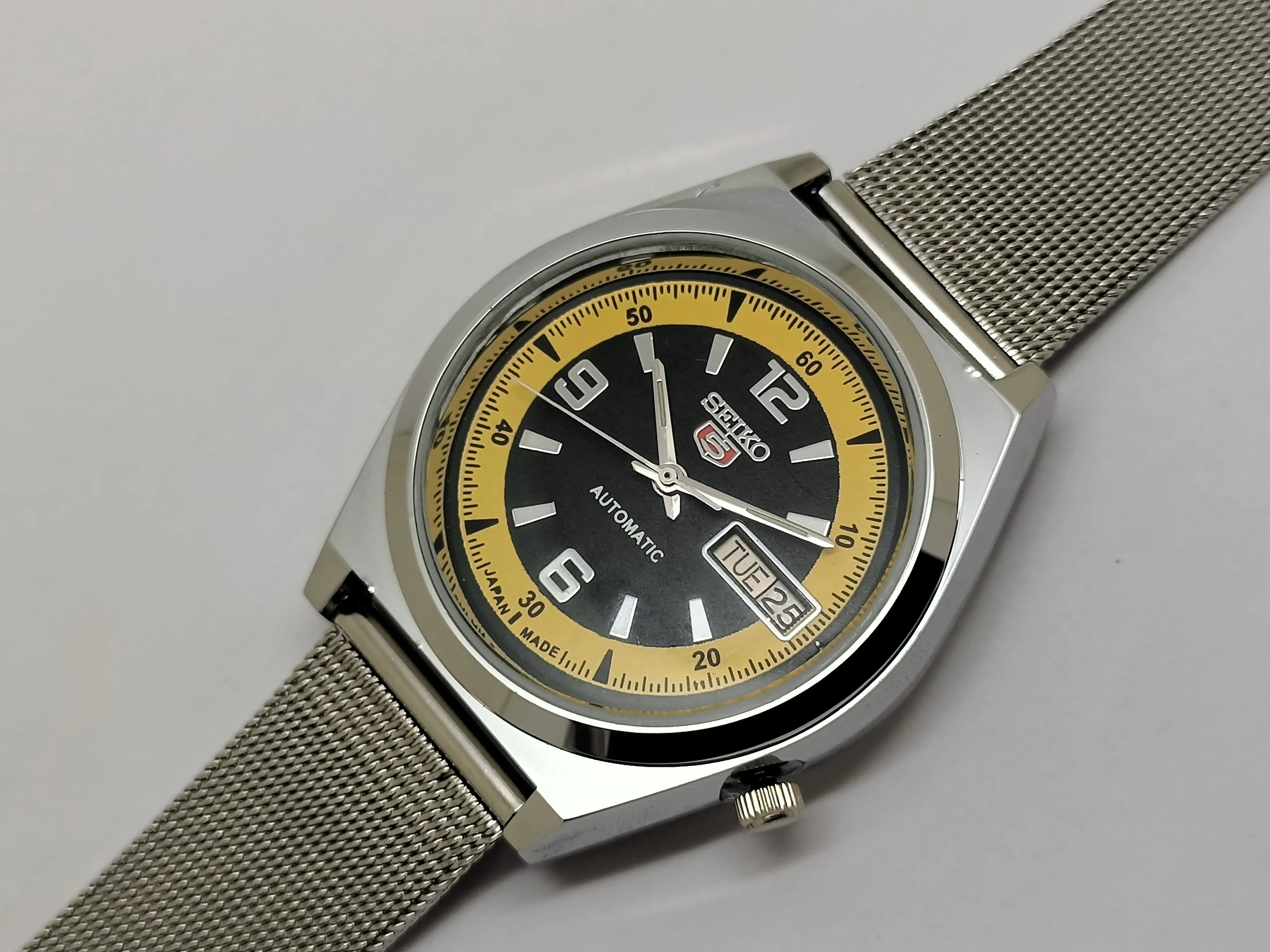 Seiko 5 Black Dial Automatic Vintage Watch National Watches
