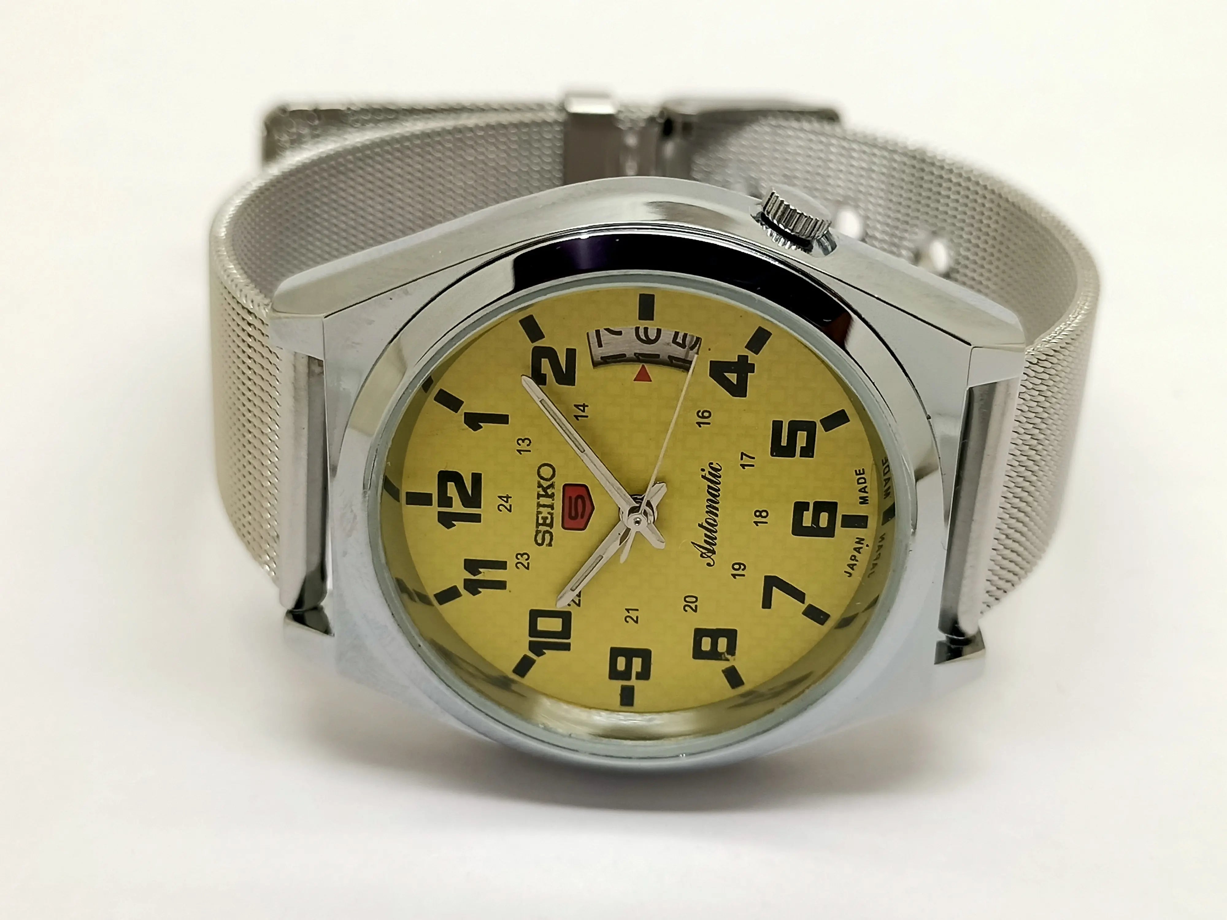 VINTAGE REFURBISHED SEIKO 5 AUTOMATIC JAPAN MENS DAY DATE WATCH - National Watches