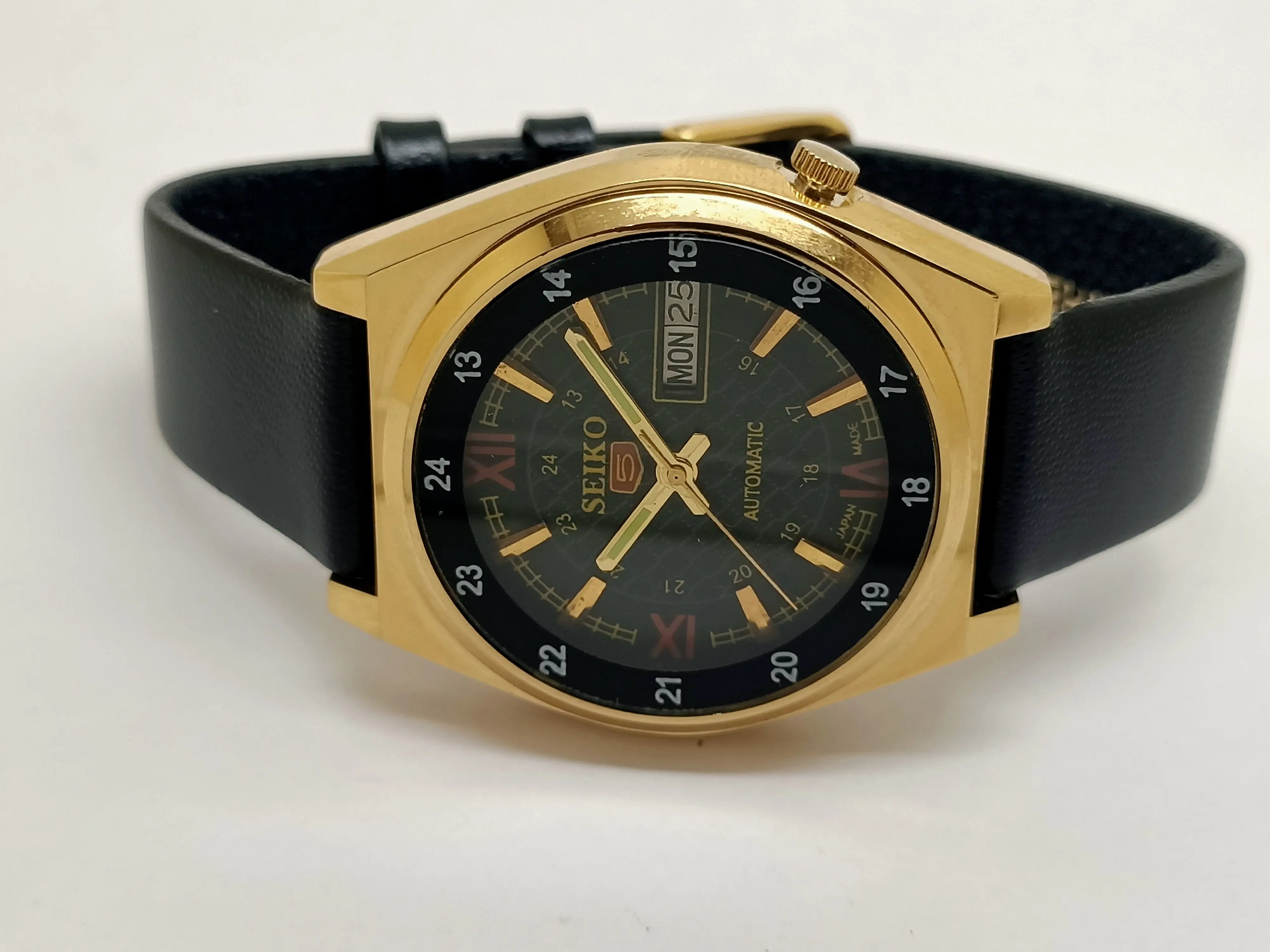 Seiko 5 Black Dial Automatic Vintage Watch National Watches