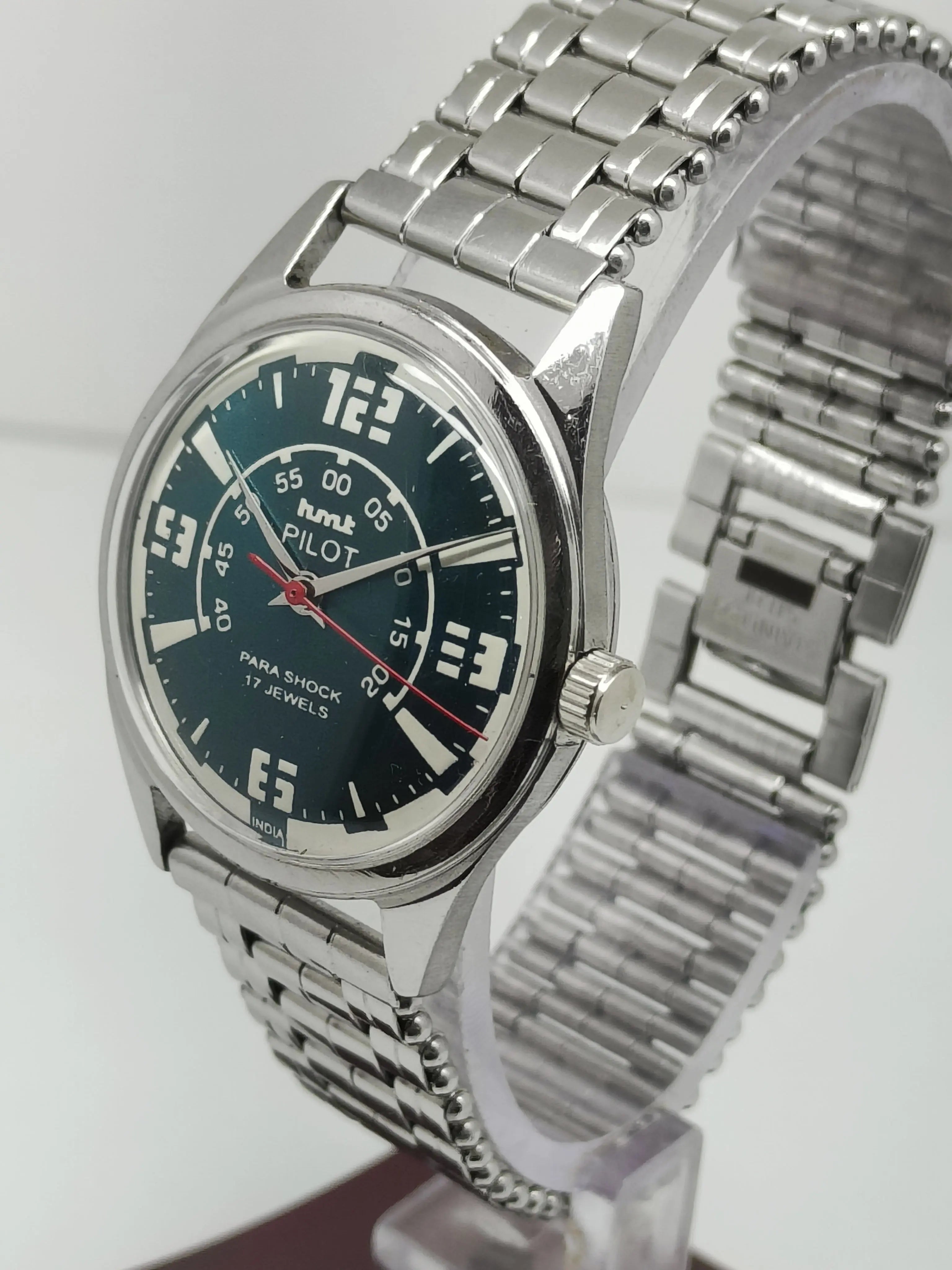 Hmt Pilot Mechanical Handwinding Movement stainless Steel Para Shock 17 Jewels Analog Dial Wrist Watch For Men National Watches