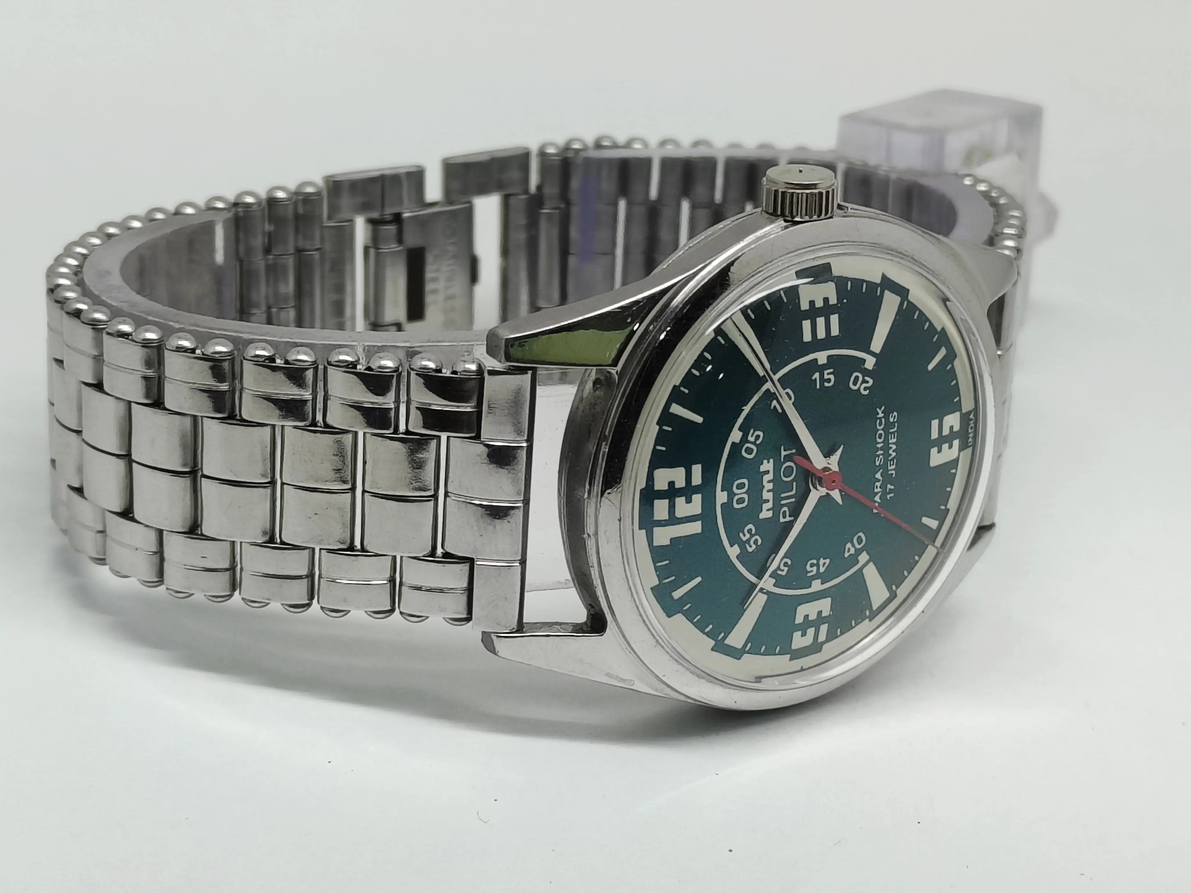 Hmt Pilot Mechanical Handwinding Movement stainless Steel Para Shock 17 Jewels Analog Dial Wrist Watch For Men National Watches