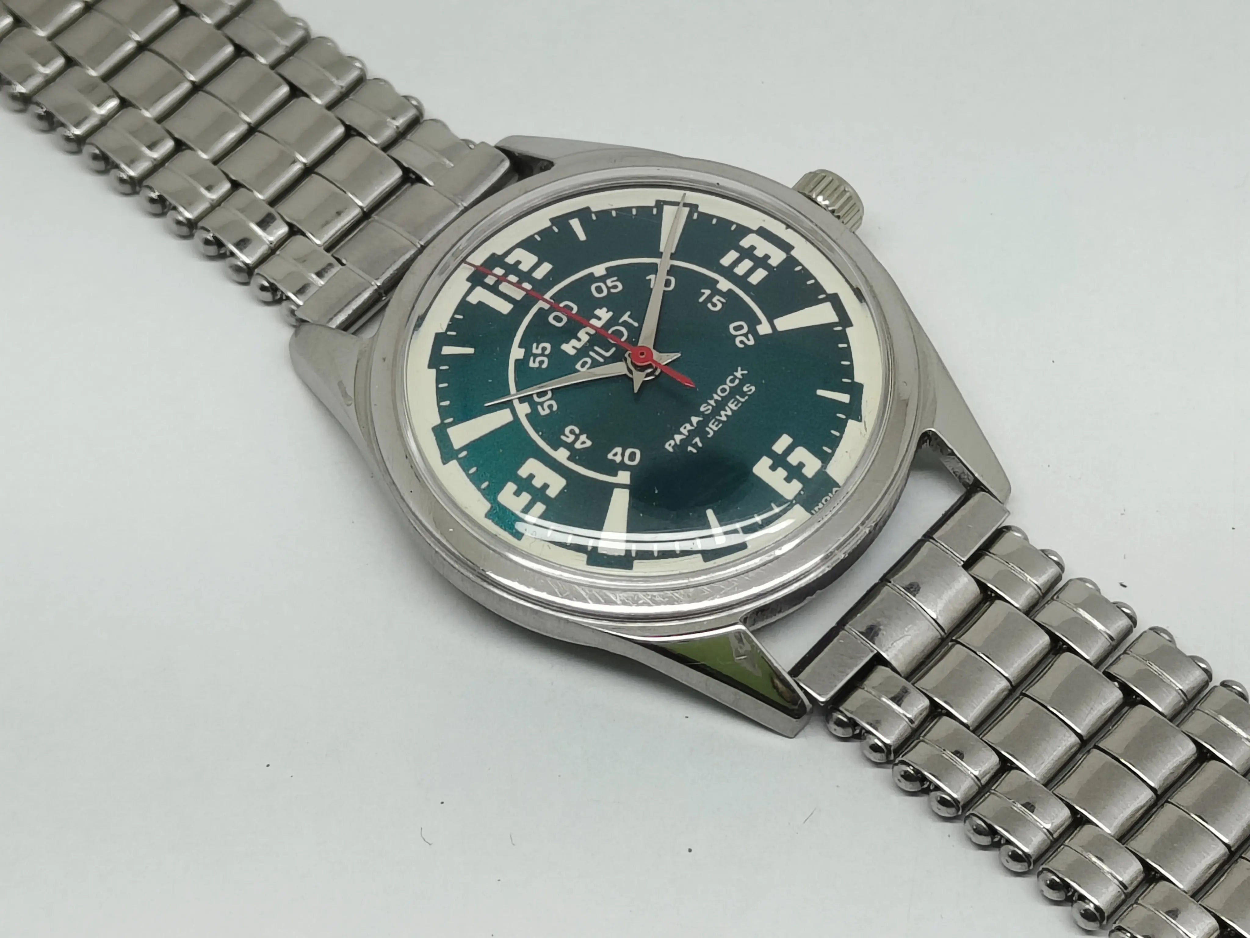 Hmt Pilot Mechanical Handwinding Movement stainless Steel Para Shock 17 Jewels Analog Dial Wrist Watch For Men National Watches