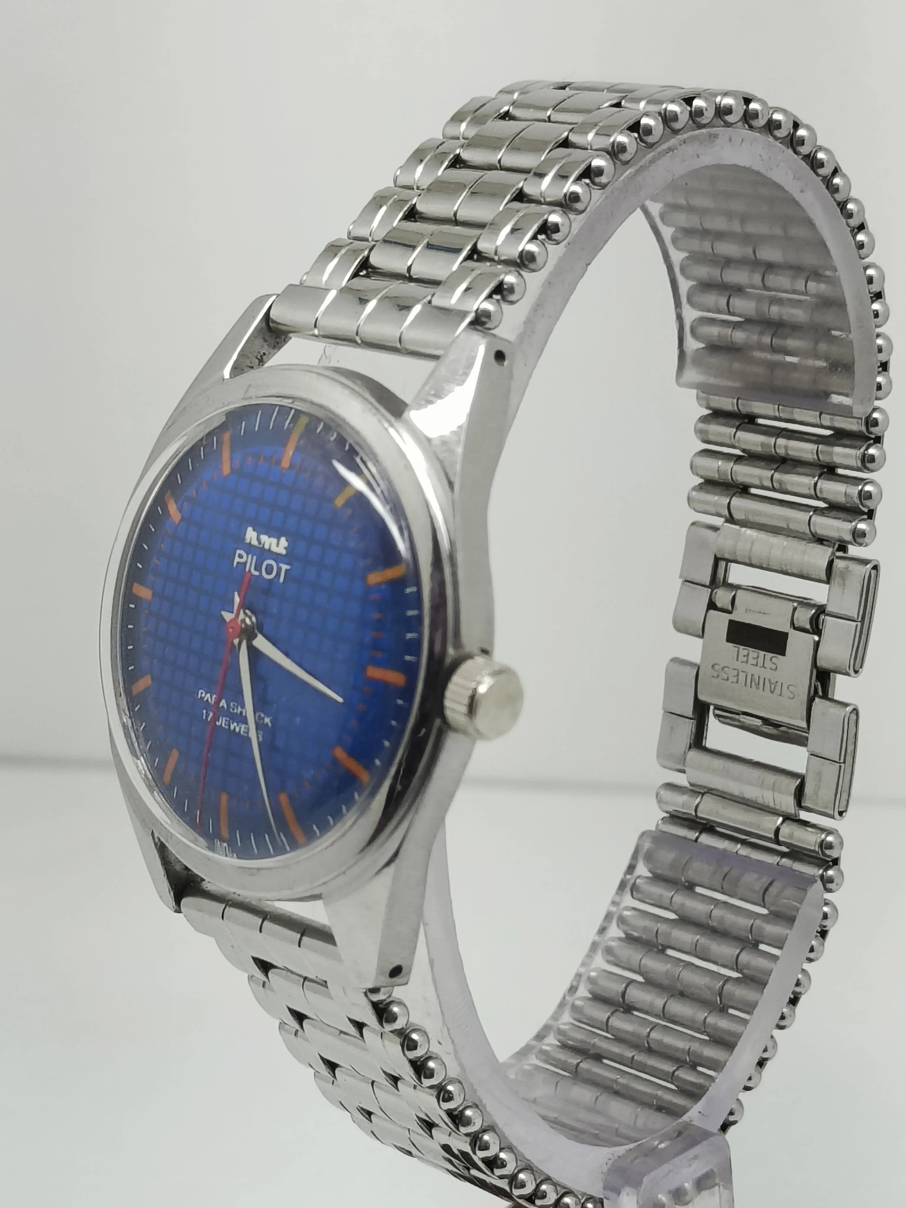 Hmt Pilot Mechanical Handwinding Movement stainless Steel Para Shock 17 Jewels Analog Dial Wrist Watch For Men National Watches