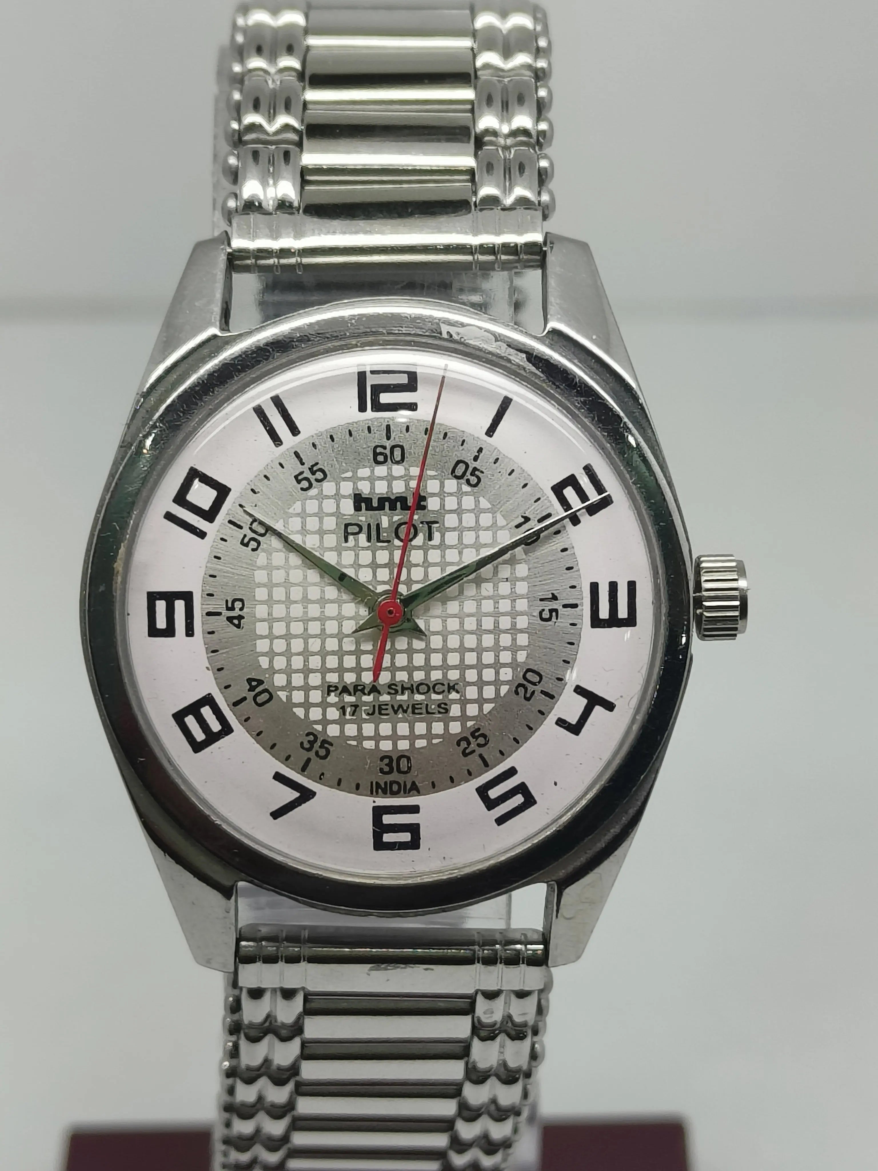 Hmt Pilot Mechanical Handwinding Movement stainless Steel Para Shock 17 Jewels Analog Dial Wrist Watch For Men National Watches