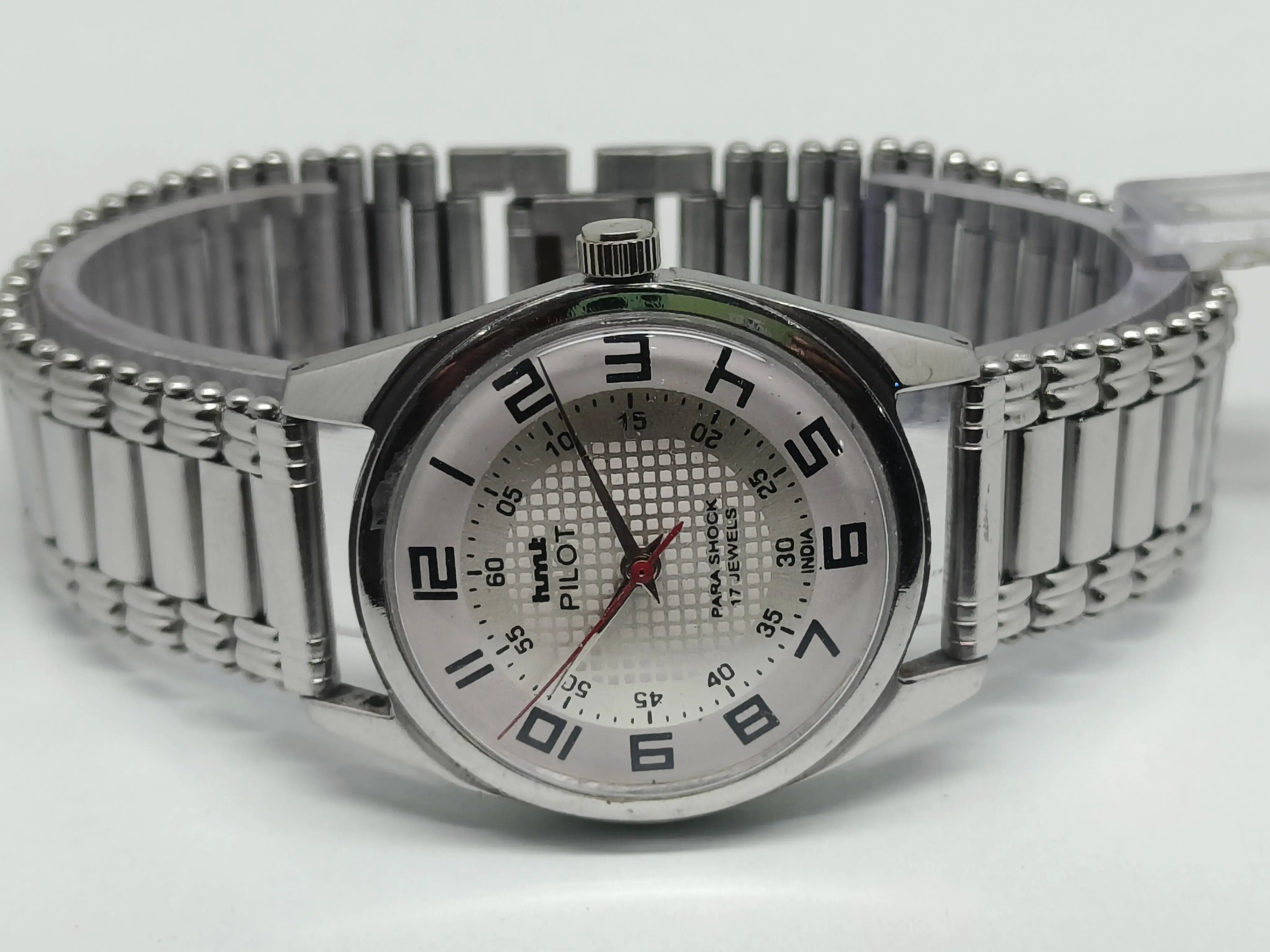Hmt Pilot Mechanical Handwinding Movement stainless Steel Para Shock 17 Jewels Analog Dial Wrist Watch For Men National Watches