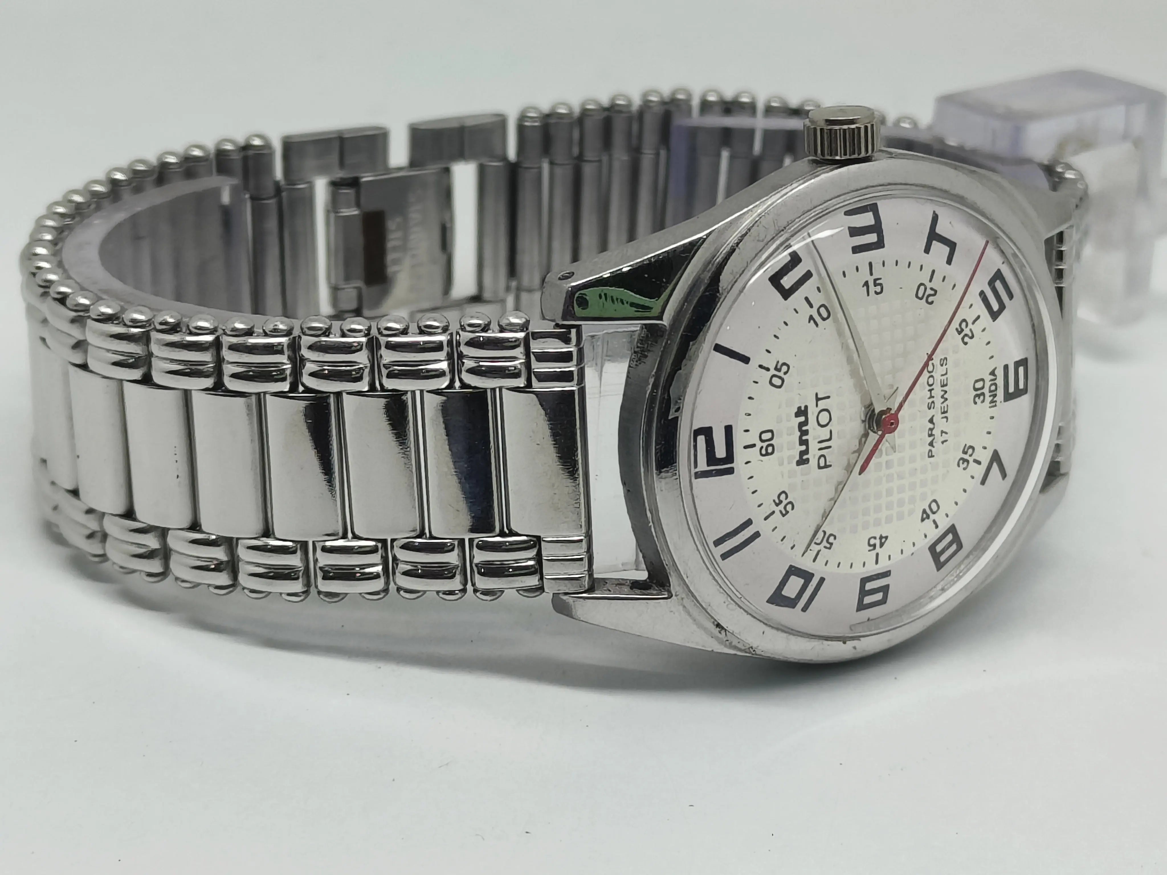 Hmt Pilot Mechanical Handwinding Movement stainless Steel Para Shock 17 Jewels Analog Dial Wrist Watch For Men National Watches