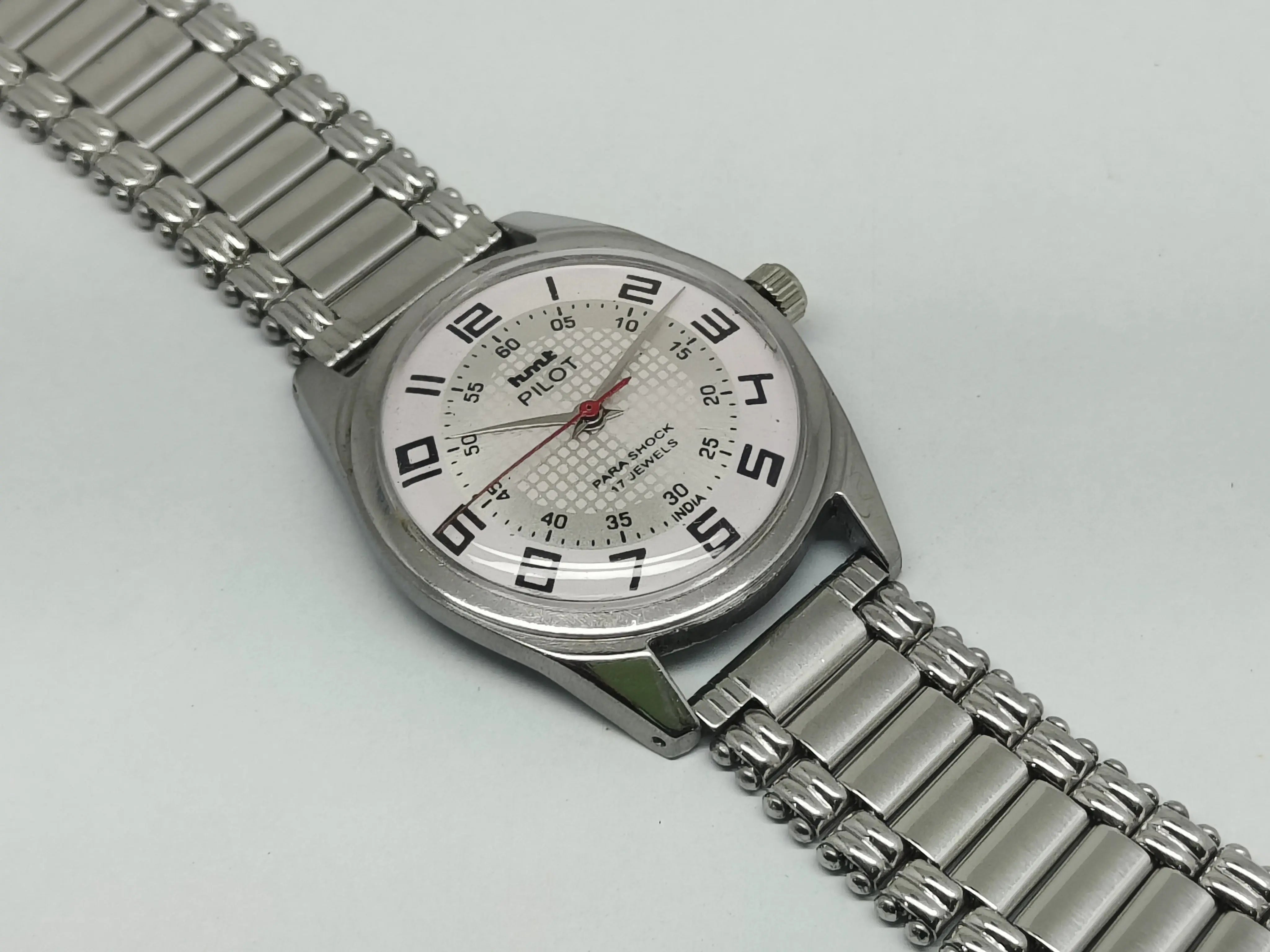 Hmt Pilot Mechanical Handwinding Movement stainless Steel Para Shock 17 Jewels Analog Dial Wrist Watch For Men National Watches