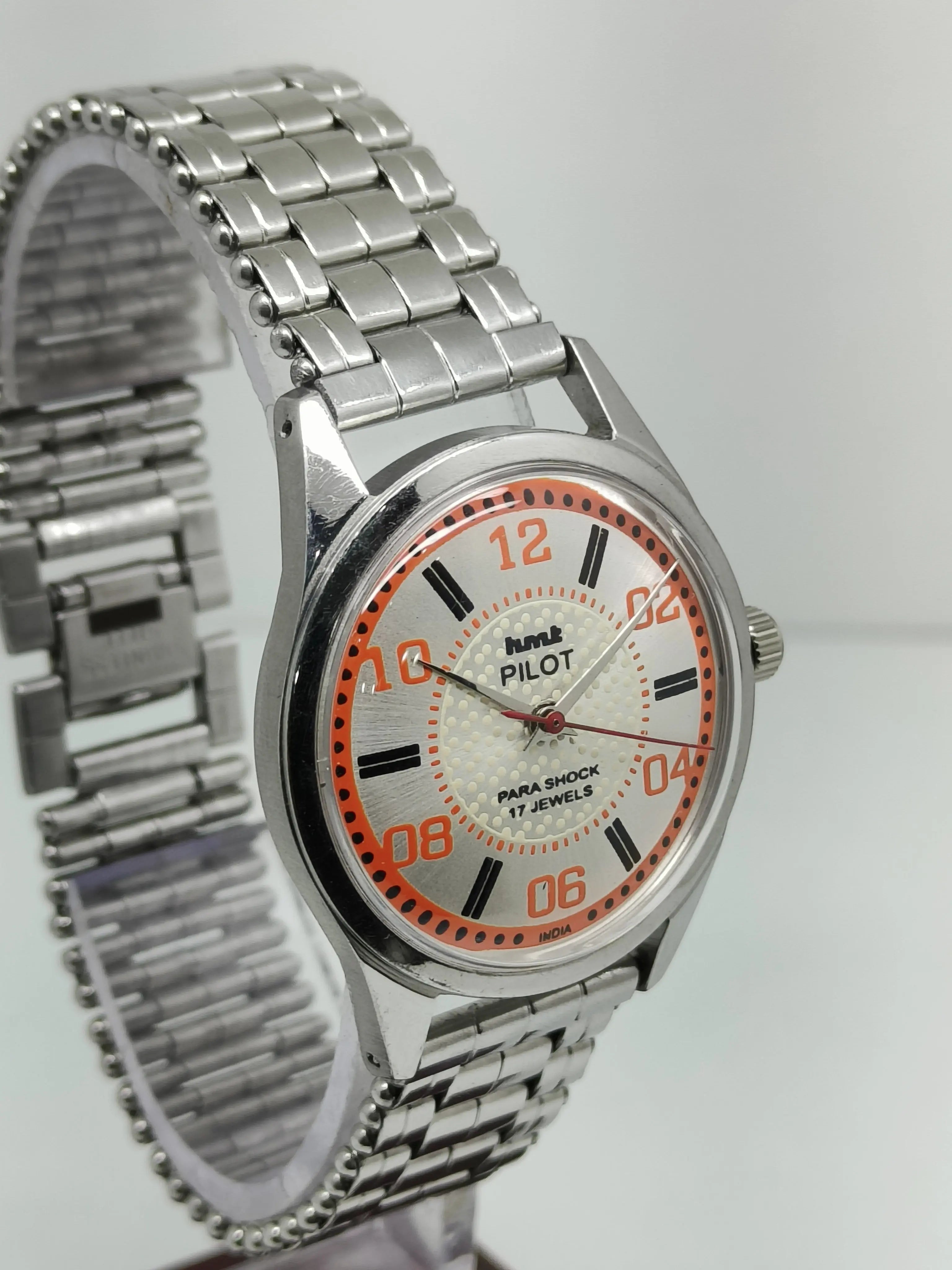 Hmt Pilot Mechanical Handwinding Movement stainless Steel Para Shock 17 Jewels Analog Dial Wrist Watch For Men National Watches