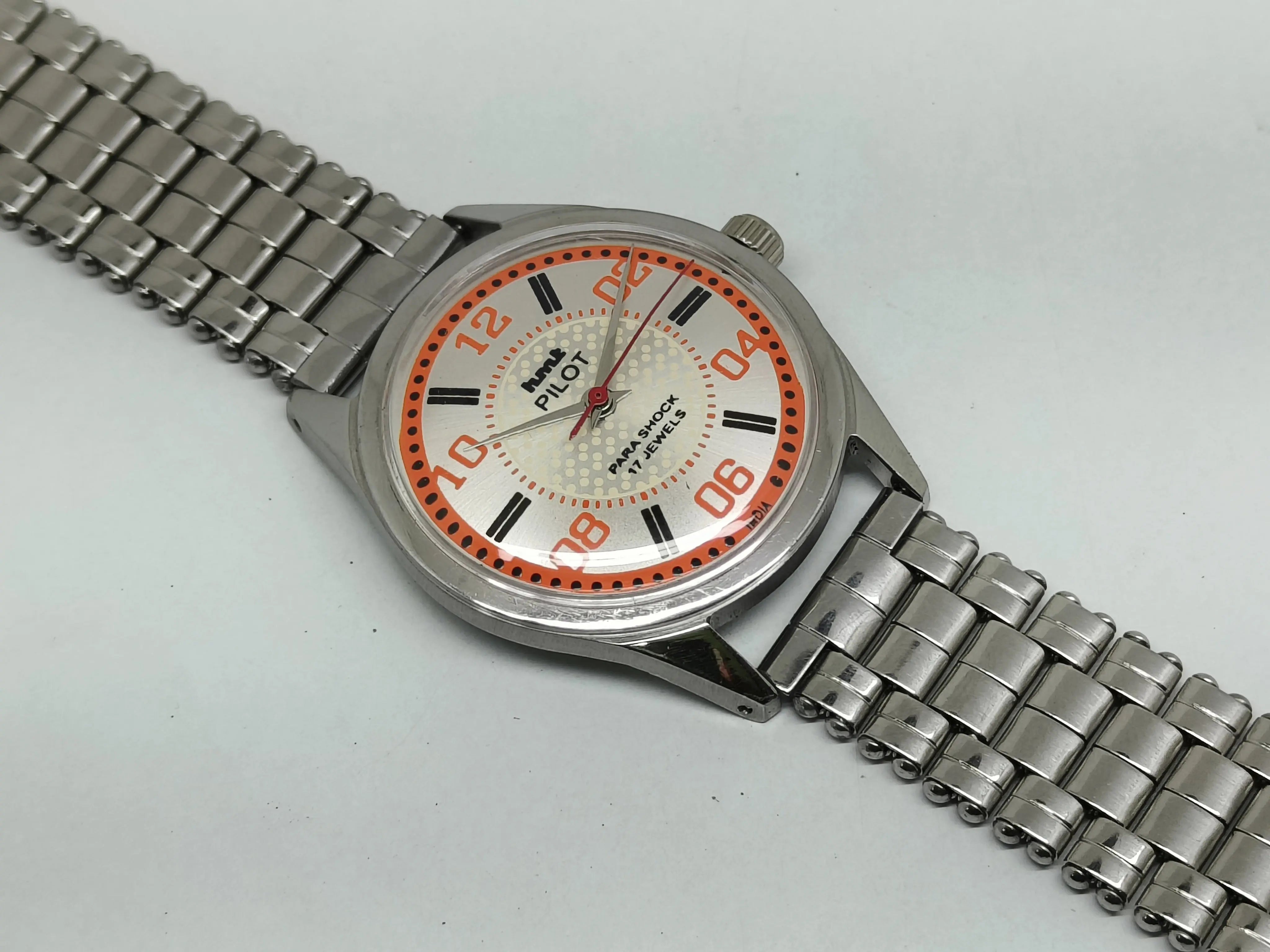 Hmt Pilot Mechanical Handwinding Movement stainless Steel Para Shock 17 Jewels Analog Dial Wrist Watch For Men National Watches