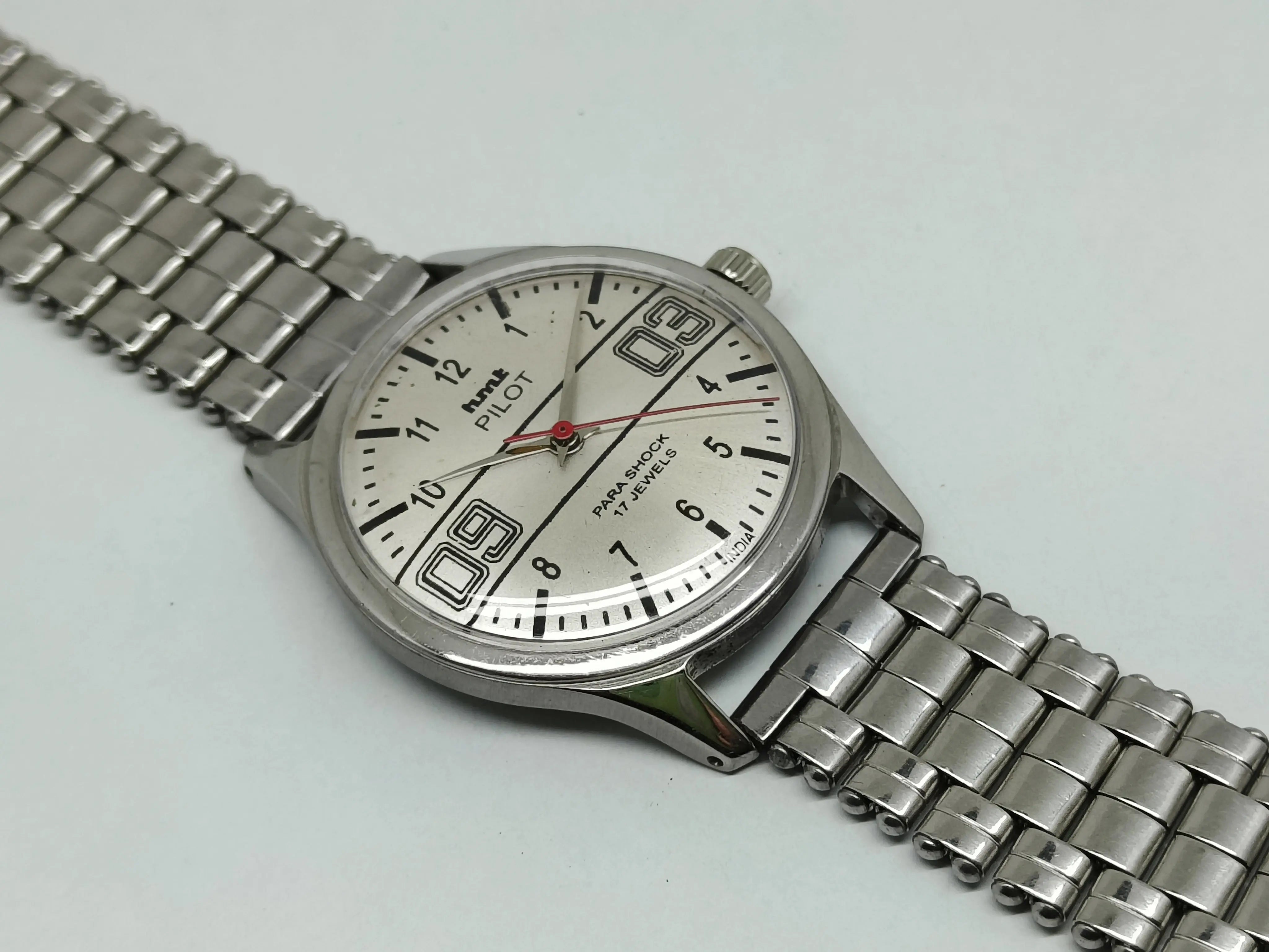 Hmt Pilot Mechanical Handwinding Movement stainless Steel Para Shock 17 Jewels Analog Dial Wrist Watch For Men National Watches