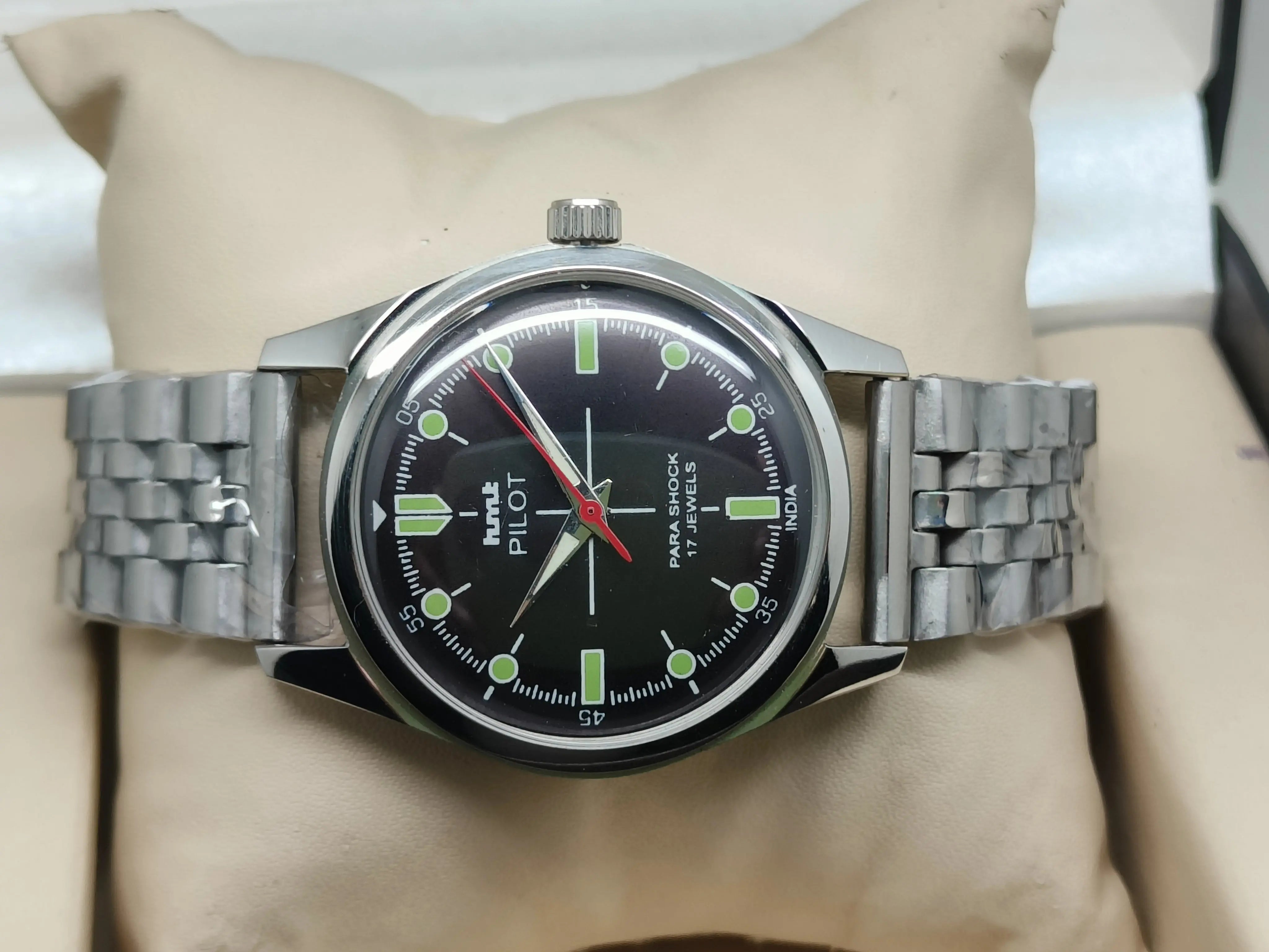 Hmt Pilot Mechanical Handwinding Movement stainless Steel Para Shock 17 Jewels Analog Dial Wrist Watch For Men main image 0