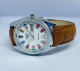 VINTAGE REFURBISHED SEIKO 5 AUTOMATIC JAPAN MENS DAY DATE WATCH