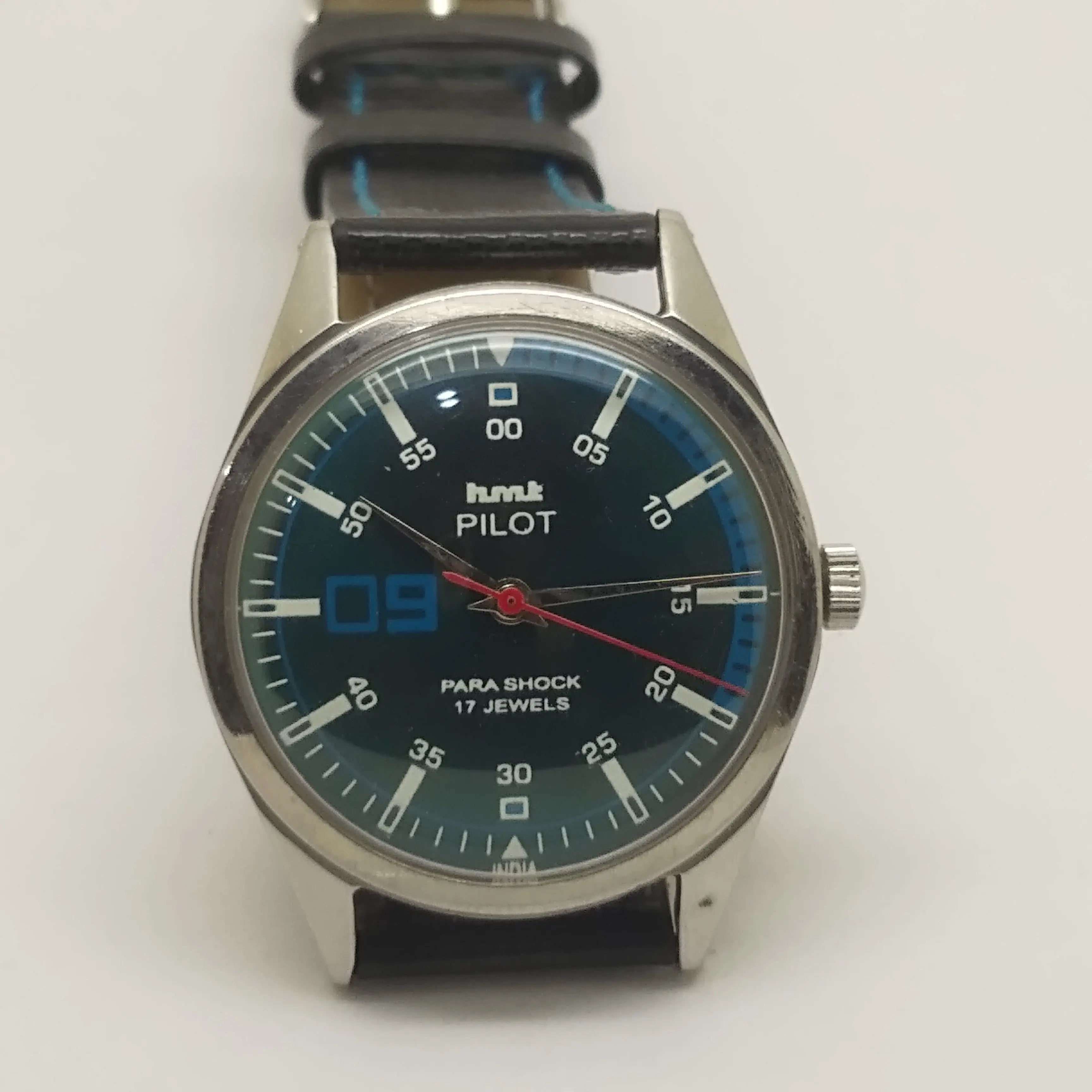 Hmt Pilot Mechanical Handwinding Movement leather Jewels Analog Dial Wrist Watch For Me National Watches