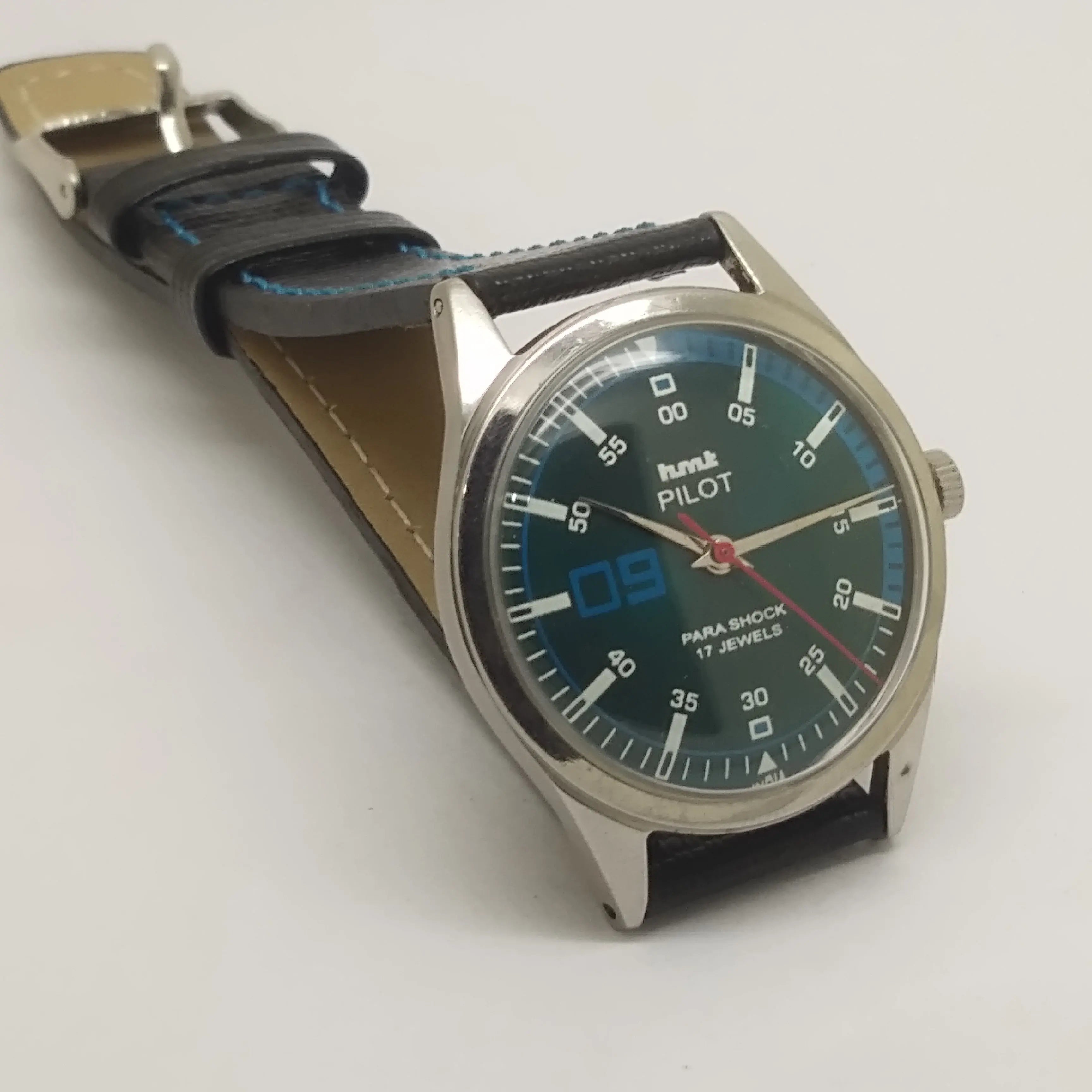 Hmt Pilot Mechanical Handwinding Movement leather Jewels Analog Dial Wrist Watch For Me National Watches