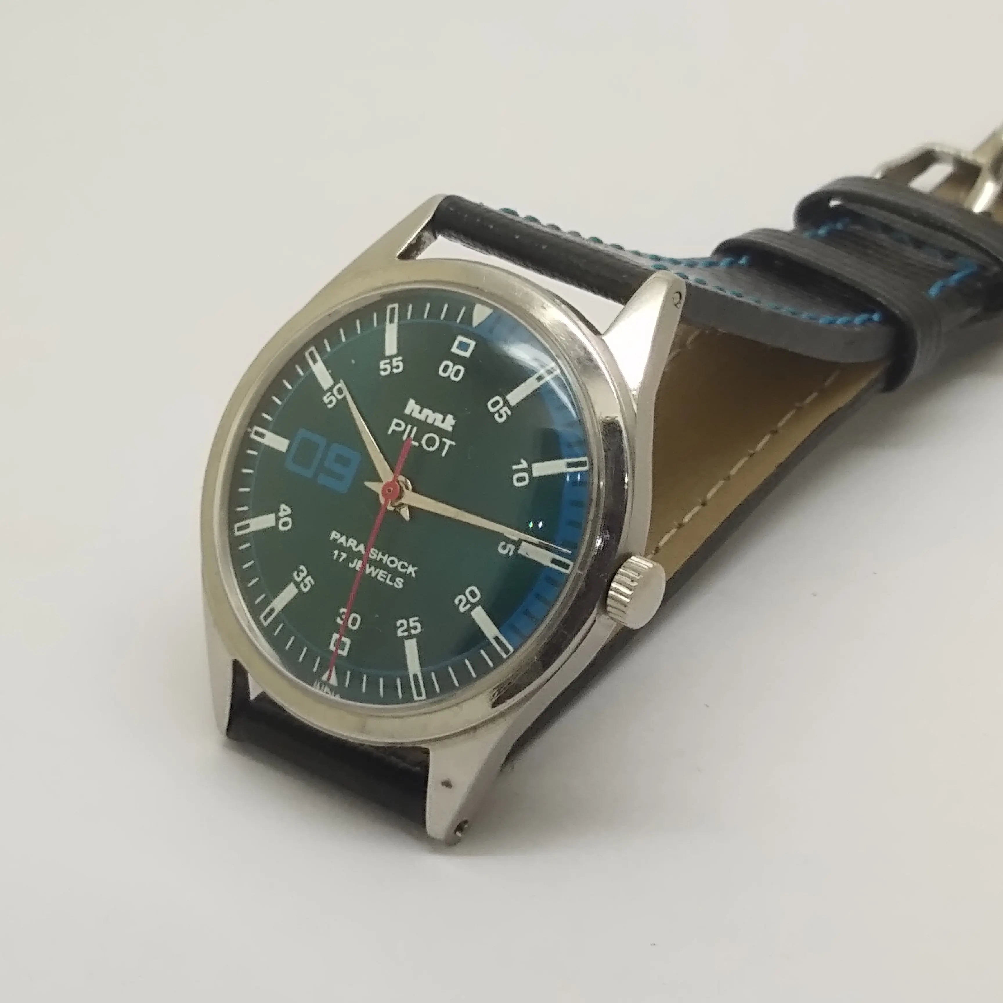 Hmt Pilot Mechanical Handwinding Movement leather Jewels Analog Dial Wrist Watch For Me National Watches