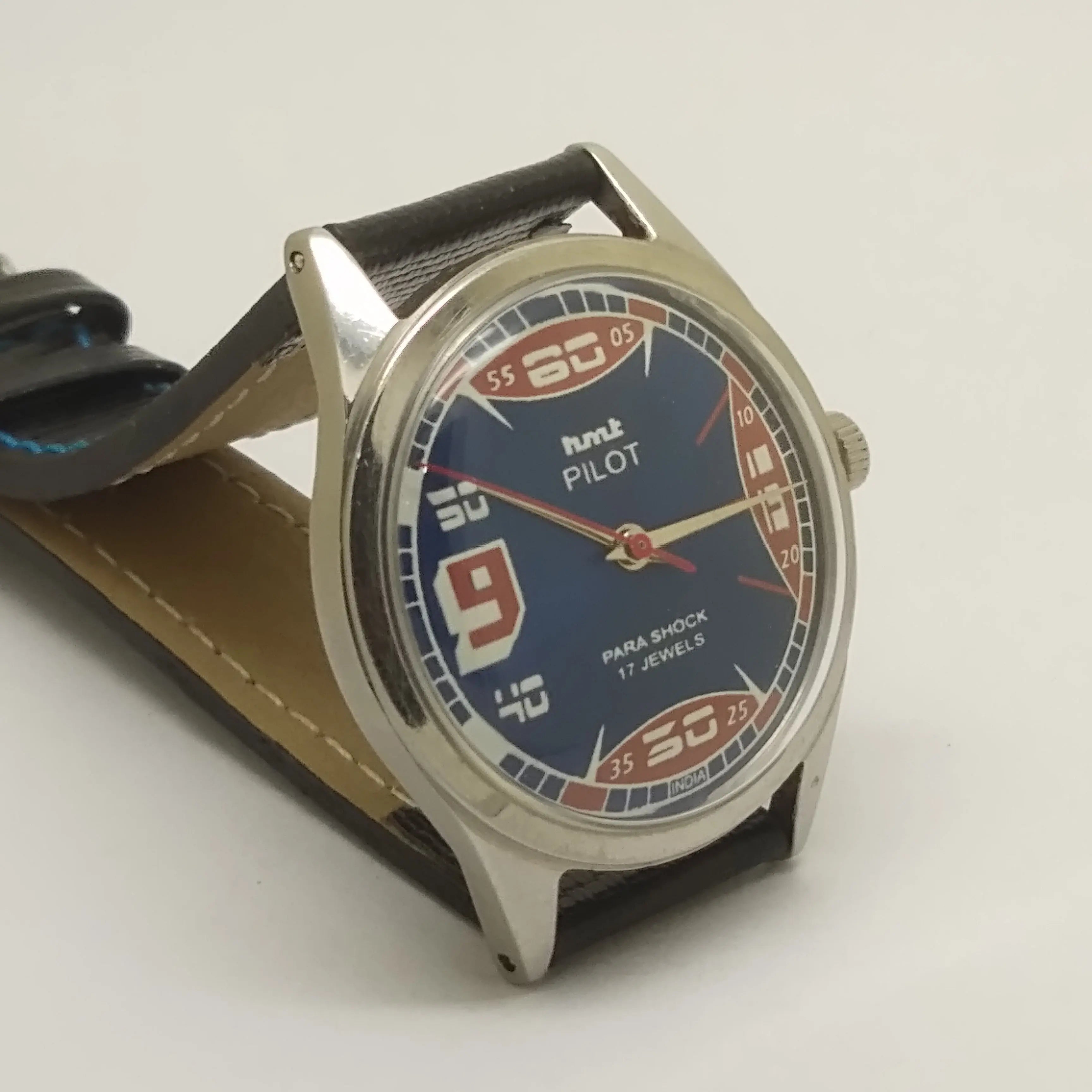 Hmt Pilot Mechanical Handwinding Movement leather Jewels Analog Dial Wrist Watch For Me National Watches