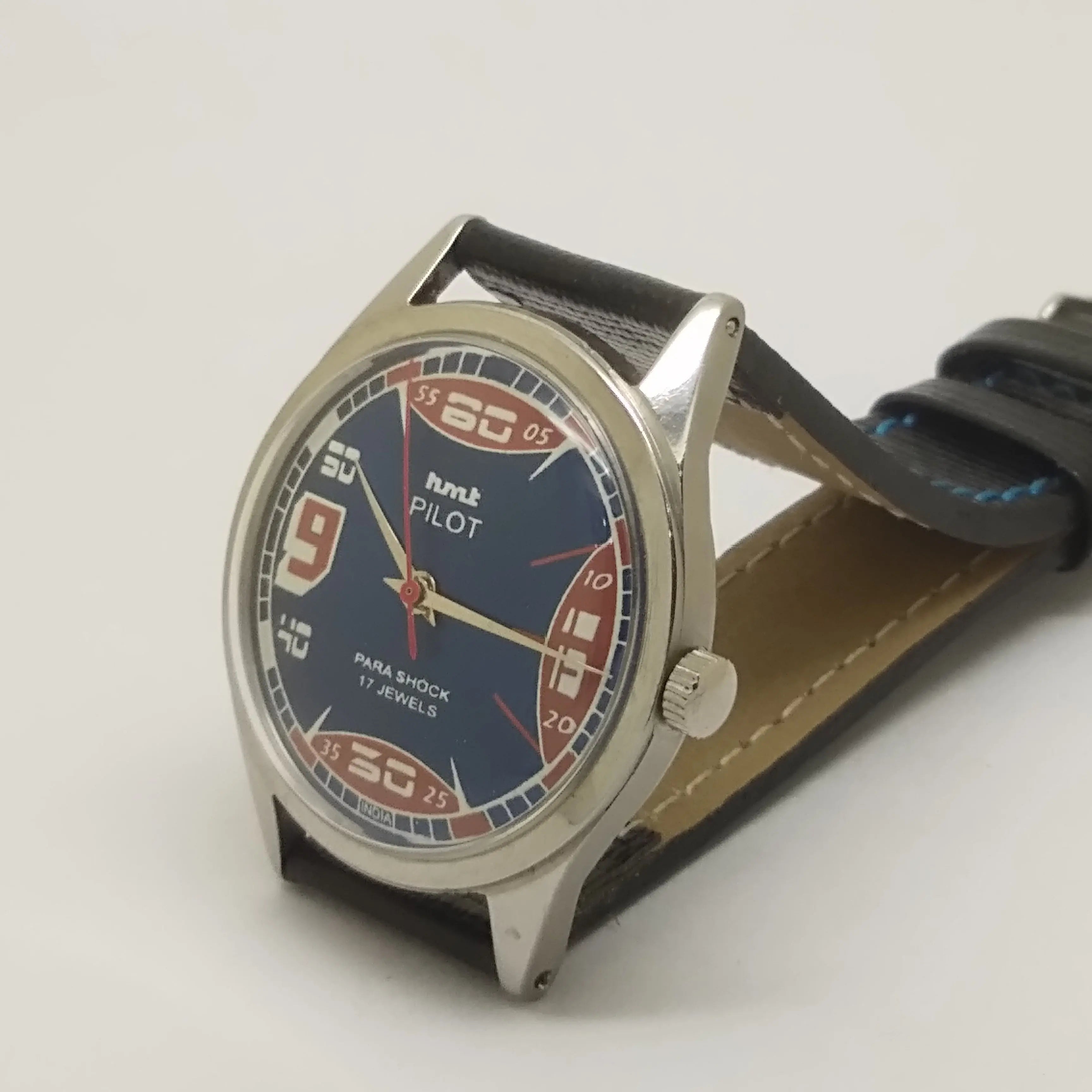 Hmt Pilot Mechanical Handwinding Movement leather Jewels Analog Dial Wrist Watch For Me National Watches