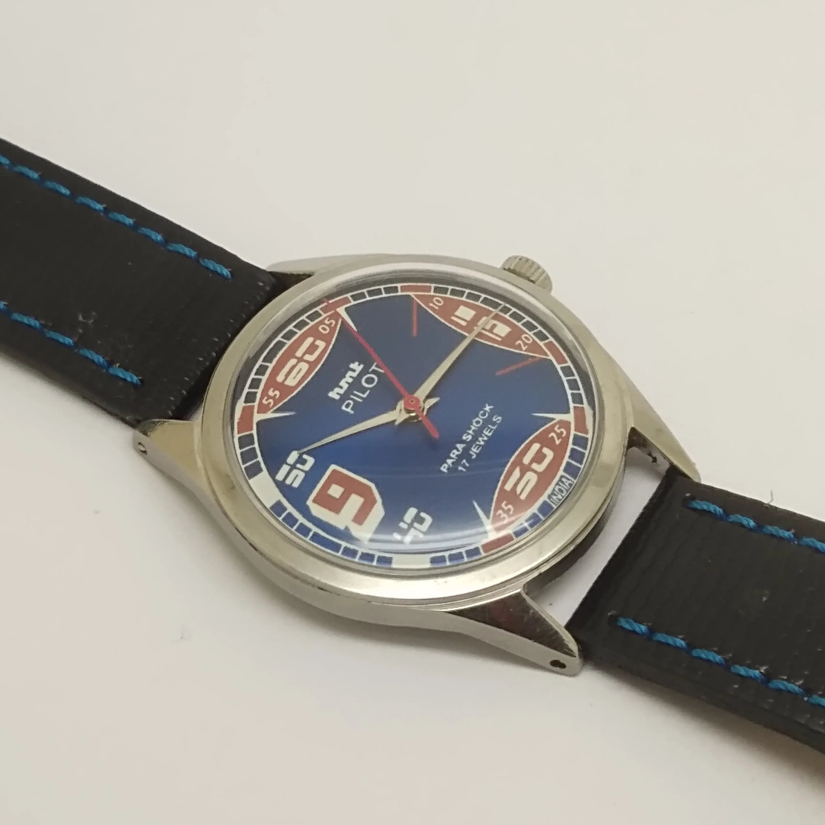 Hmt Pilot Mechanical Handwinding Movement leather Jewels Analog Dial Wrist Watch For Me National Watches