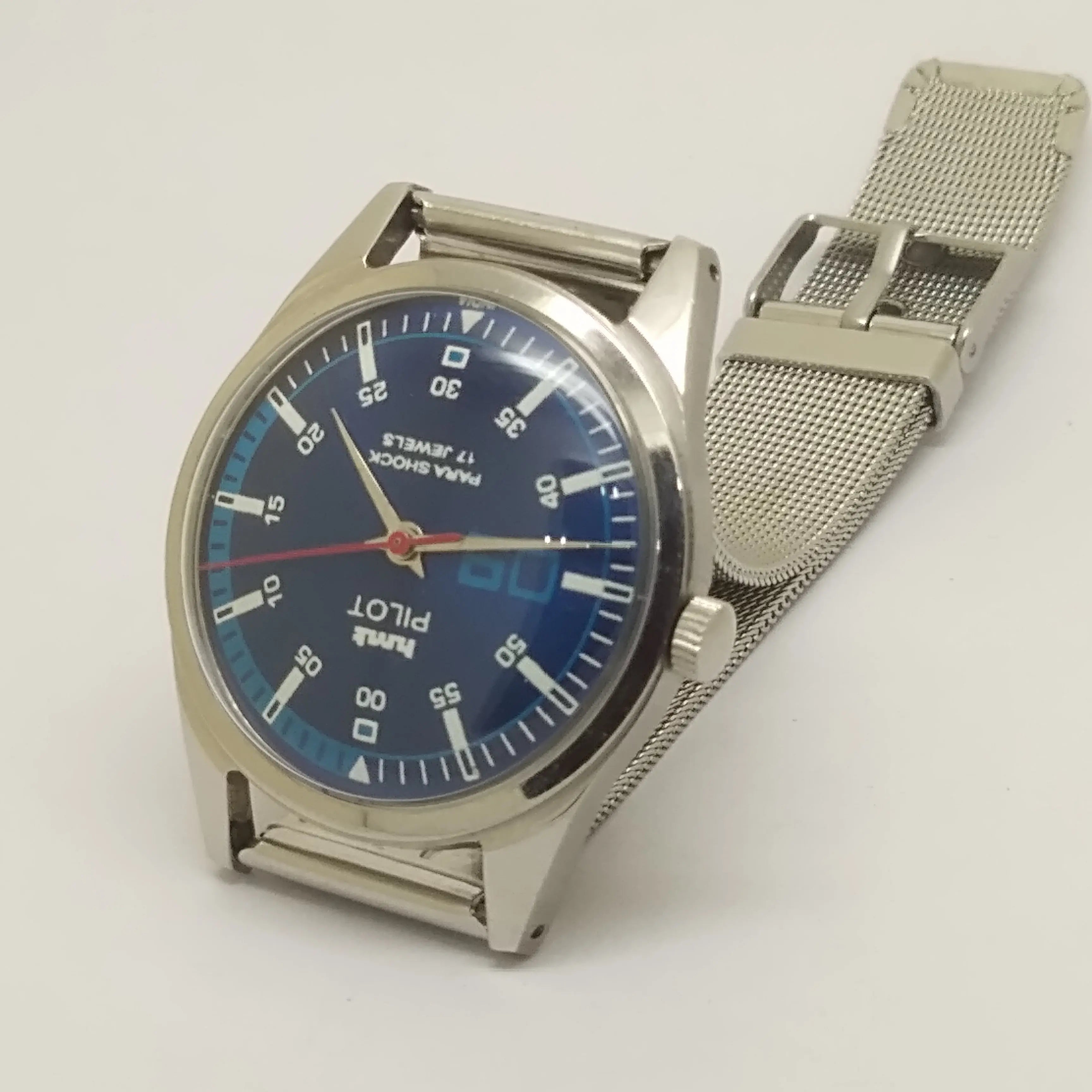 Hmt Pilot Mechanical Handwinding Movement stainless Steel Para Shock 17 Jewels Analog Dial Wrist Watch For Men National Watches