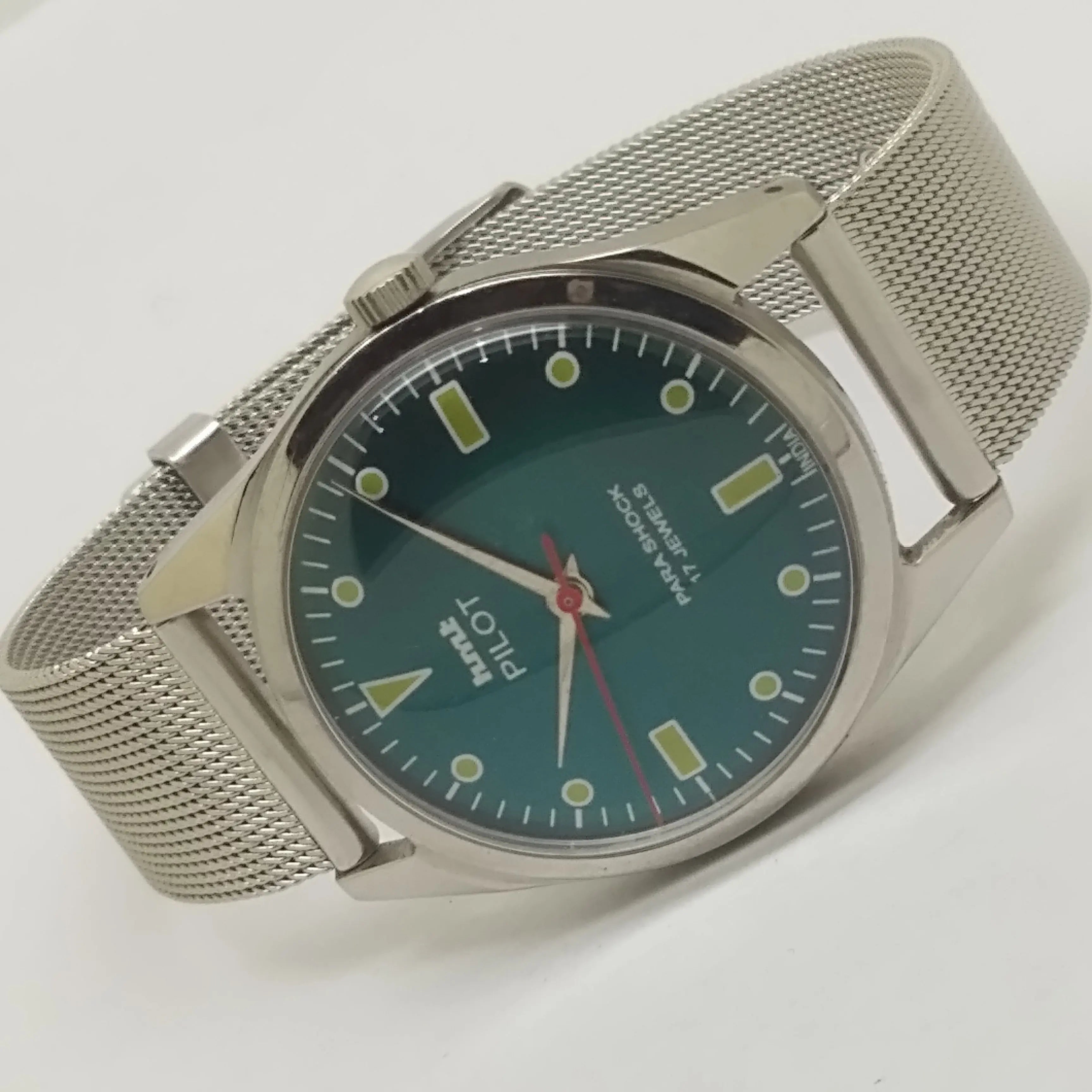 Hmt Pilot Mechanical Handwinding Movement stainless Steel Para Shock 17 Jewels Analog Dial Wrist Watch For Men National Watches
