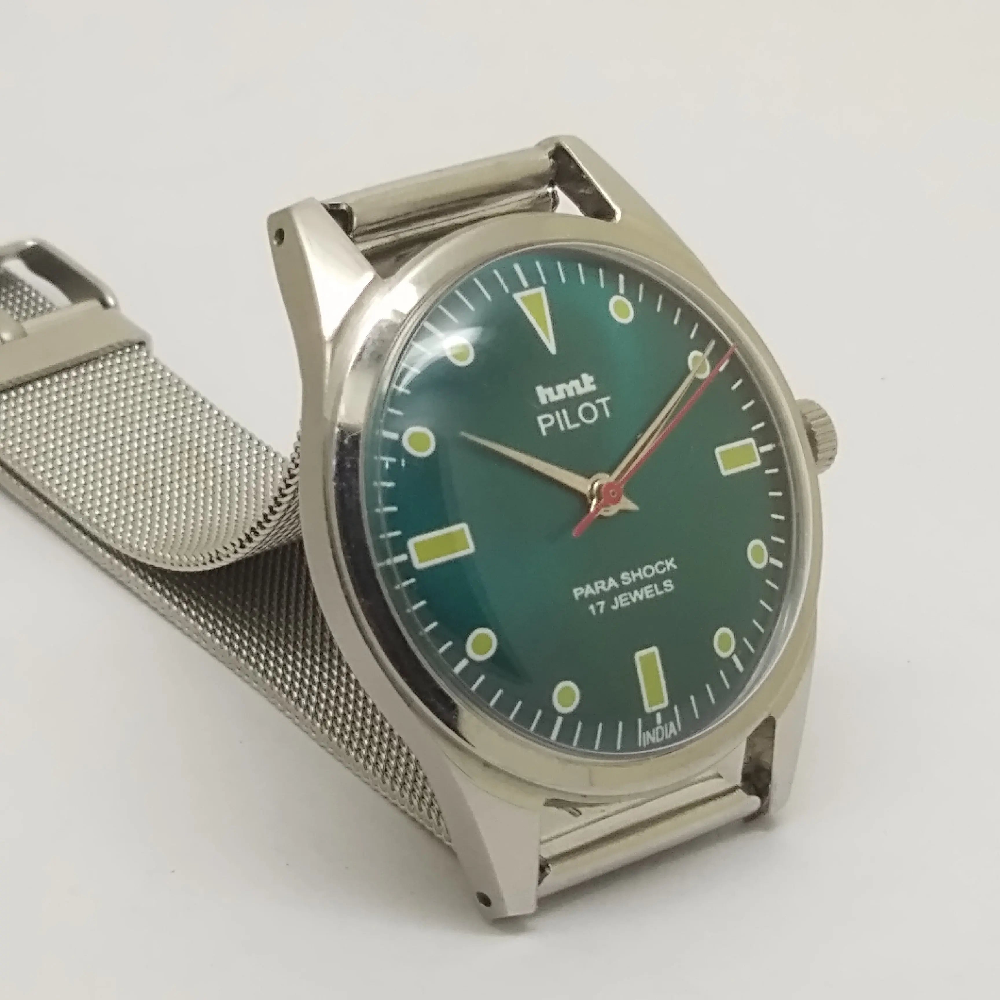 Hmt Pilot Mechanical Handwinding Movement stainless Steel Para Shock 17 Jewels Analog Dial Wrist Watch For Men National Watches