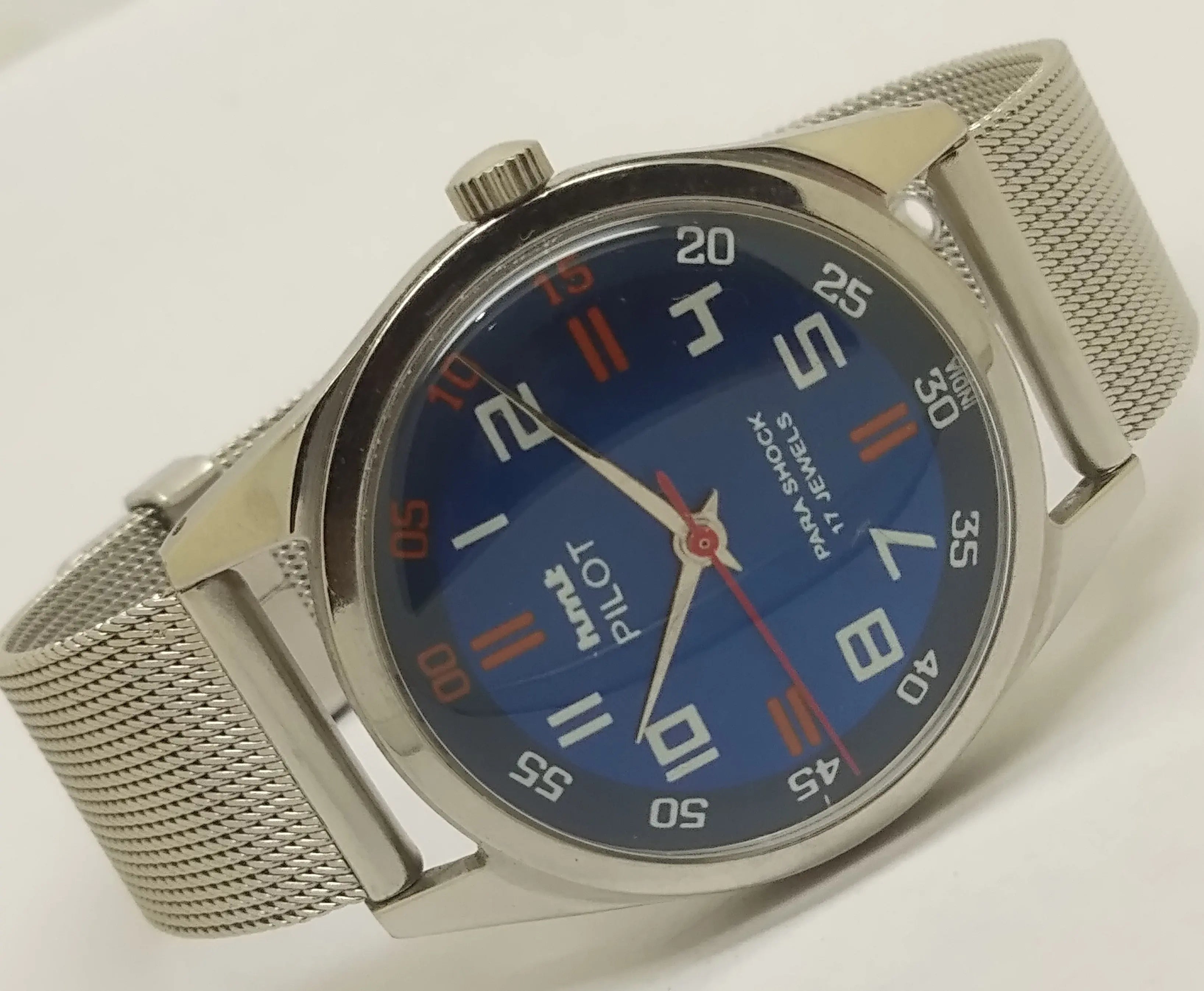 Hmt Pilot Mechanical Handwinding Movement stainless Steel Para Shock 17 Jewels Analog Dial Wrist Watch For Men National Watches