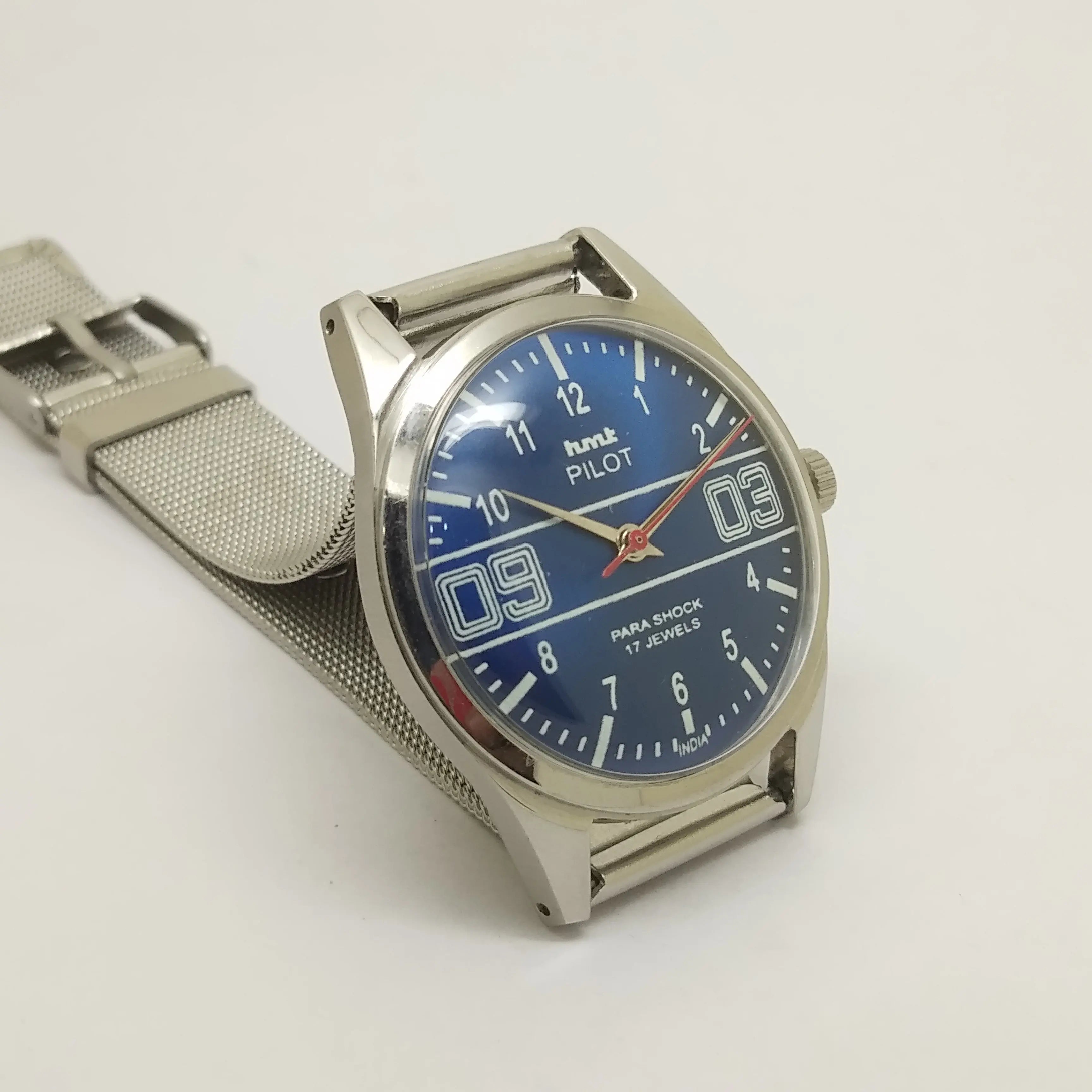 Hmt Pilot Mechanical Handwinding Movement stainless Steel Para Shock 17 Jewels Analog Dial Wrist Watch For Men National Watches