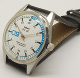 Hmt Pilot Mechanical Handwinding Movement leather Jewels Analog Dial Wrist Watch For Me