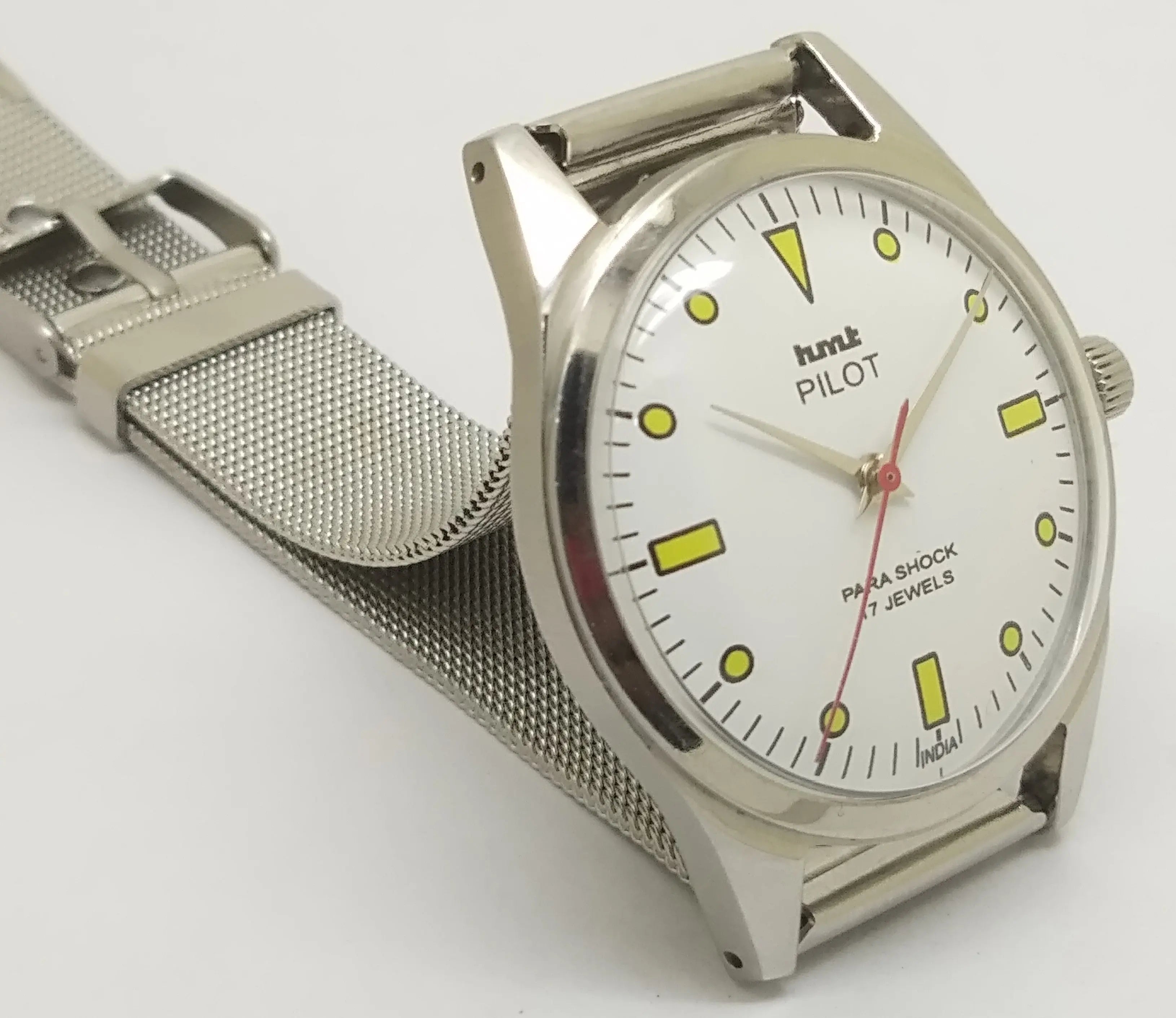 Hmt Pilot Mechanical Handwinding Movement stainless Steel Para Shock 17 Jewels Analog Dial Wrist Watch For Men National Watches