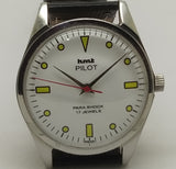 Hmt Pilot Mechanical Handwinding Movement leather Jewels Analog Dial Wrist Watch For Me