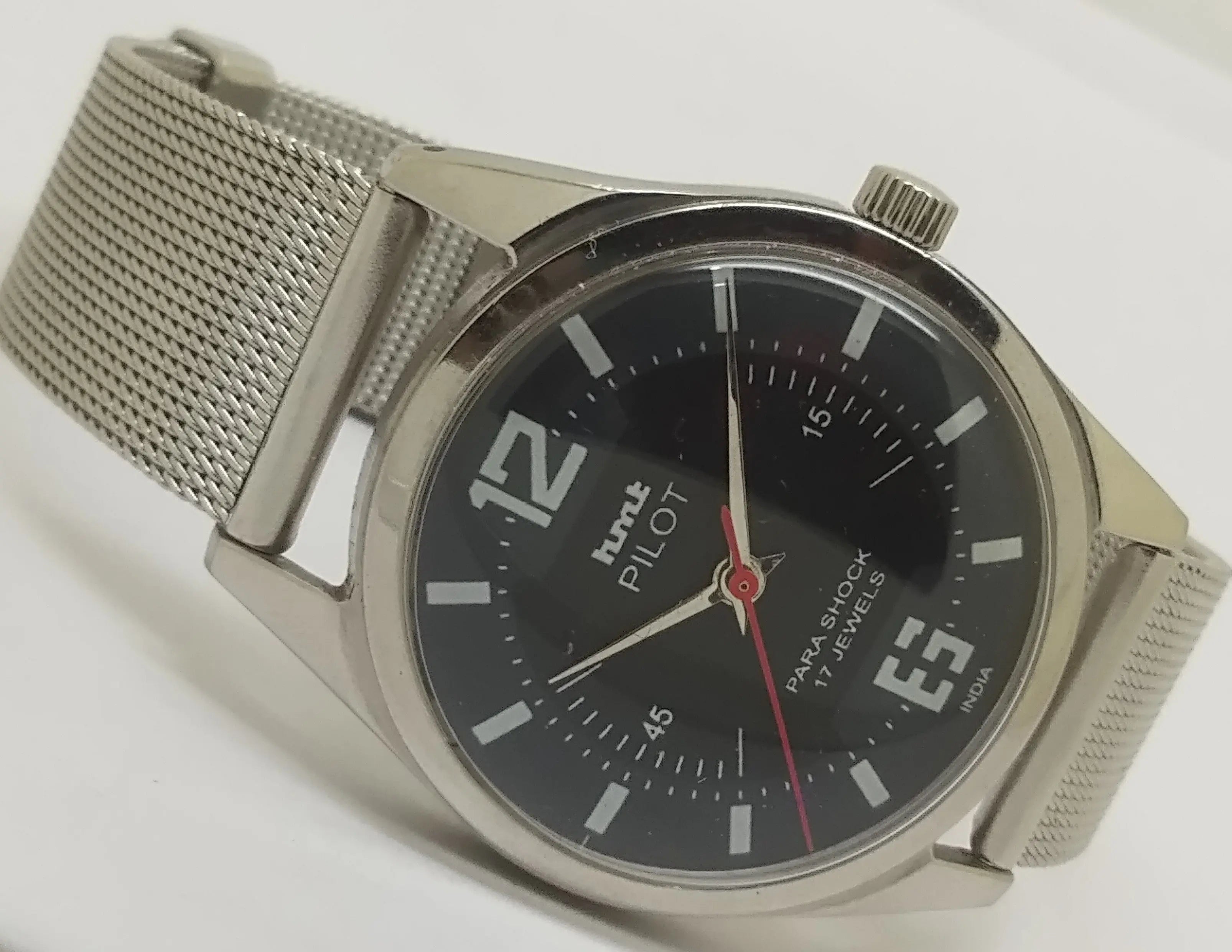Hmt Pilot Mechanical Handwinding Movement stainless Steel Para Shock 17 Jewels Analog Dial Wrist Watch For Men National Watches