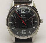 Hmt Pilot Mechanical Handwinding Movement leather Jewels Analog Dial Wrist Watch For Men