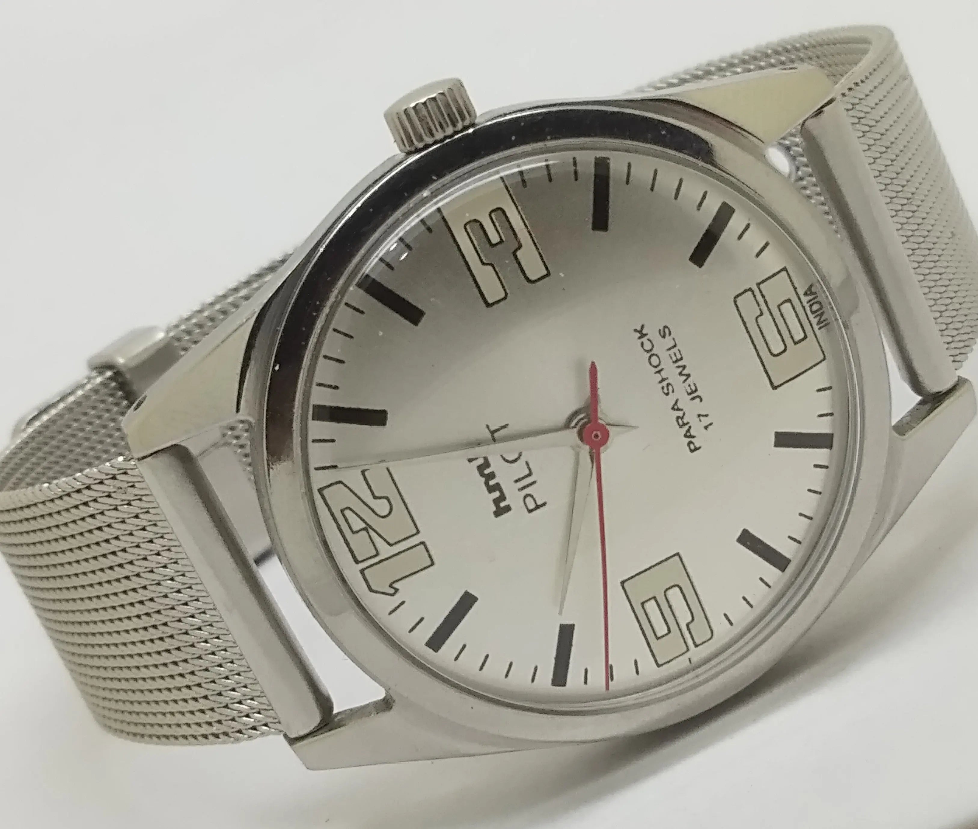 Hmt Pilot Mechanical Handwinding Movement stainless Steel Para Shock 17 Jewels Analog Dial Wrist Watch For Men National Watches