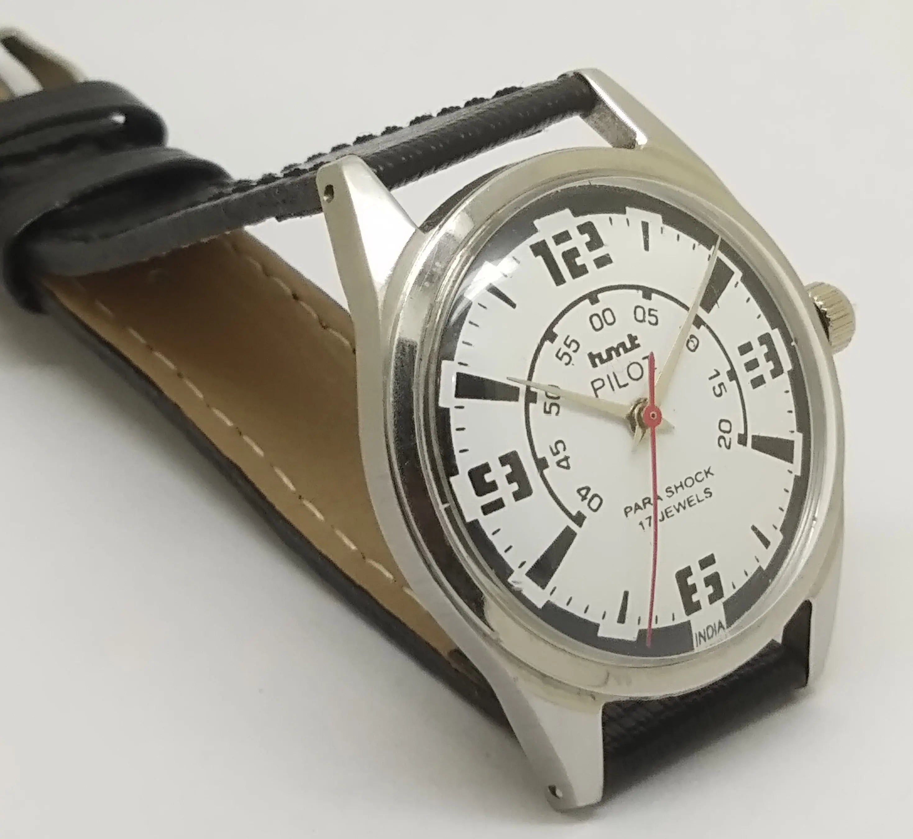 Hmt Pilot Mechanical Handwinding Movement leather Jewels Analog Dial Wrist Watch For Me National Watches