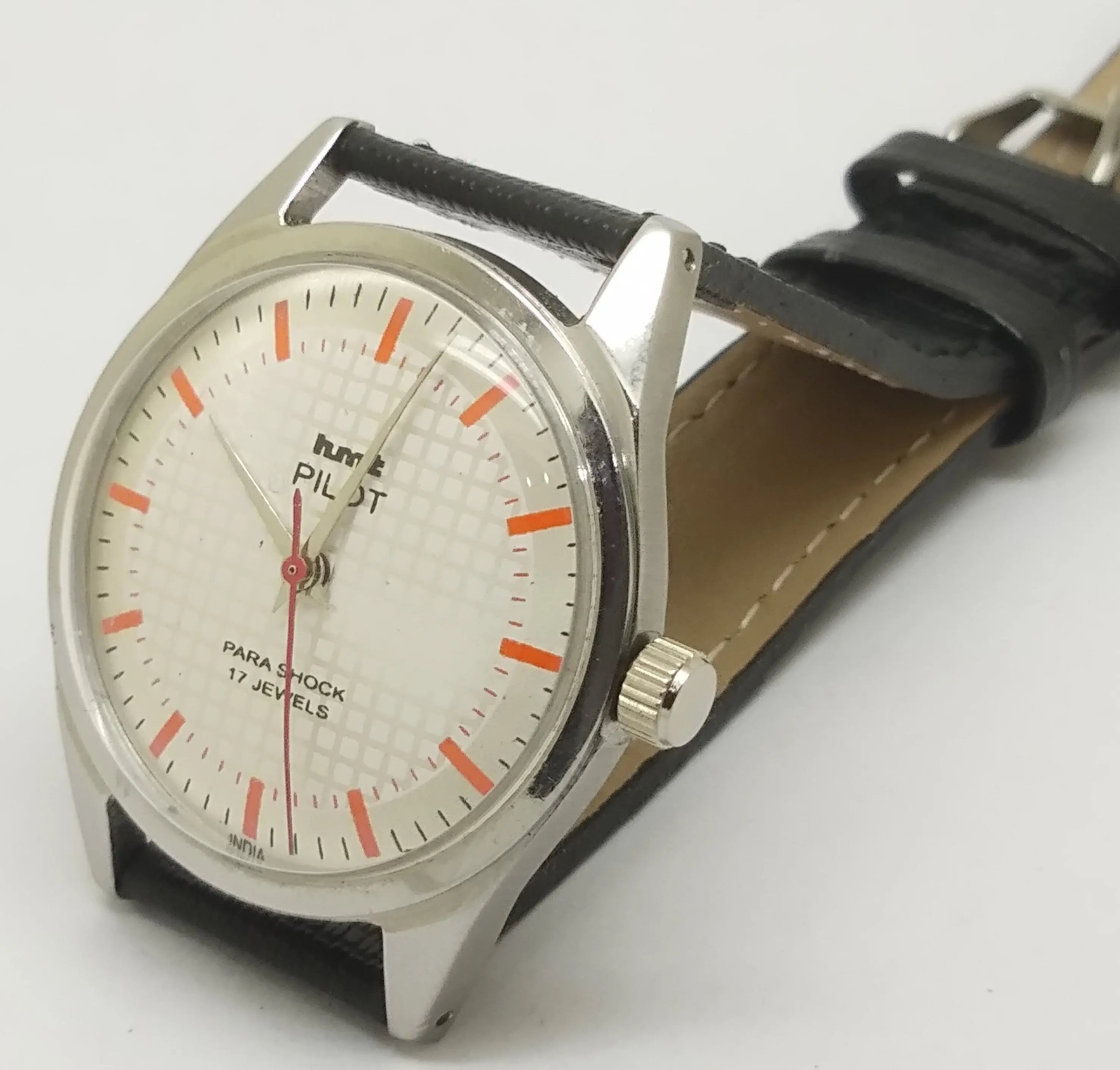 Hmt Pilot Mechanical Handwinding Movement leather Jewels Analog Dial Wrist Watch For Me National Watches