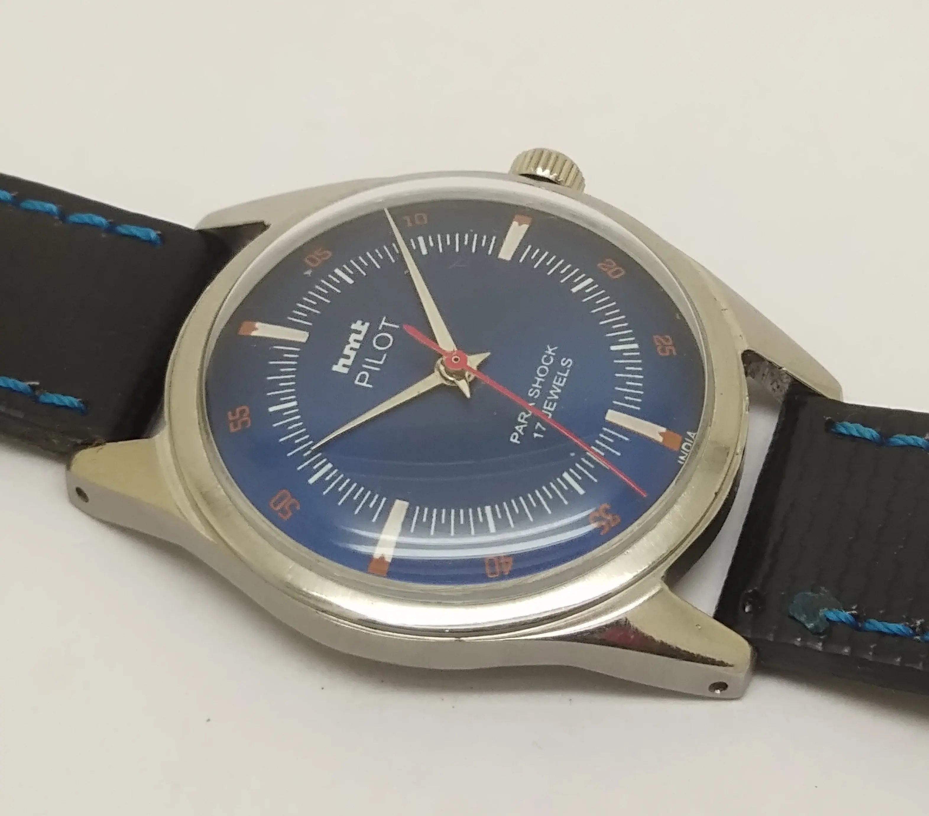 Hmt Pilot Mechanical Handwinding Movement leather Jewels Analog Dial Wrist Watch For Me National Watches