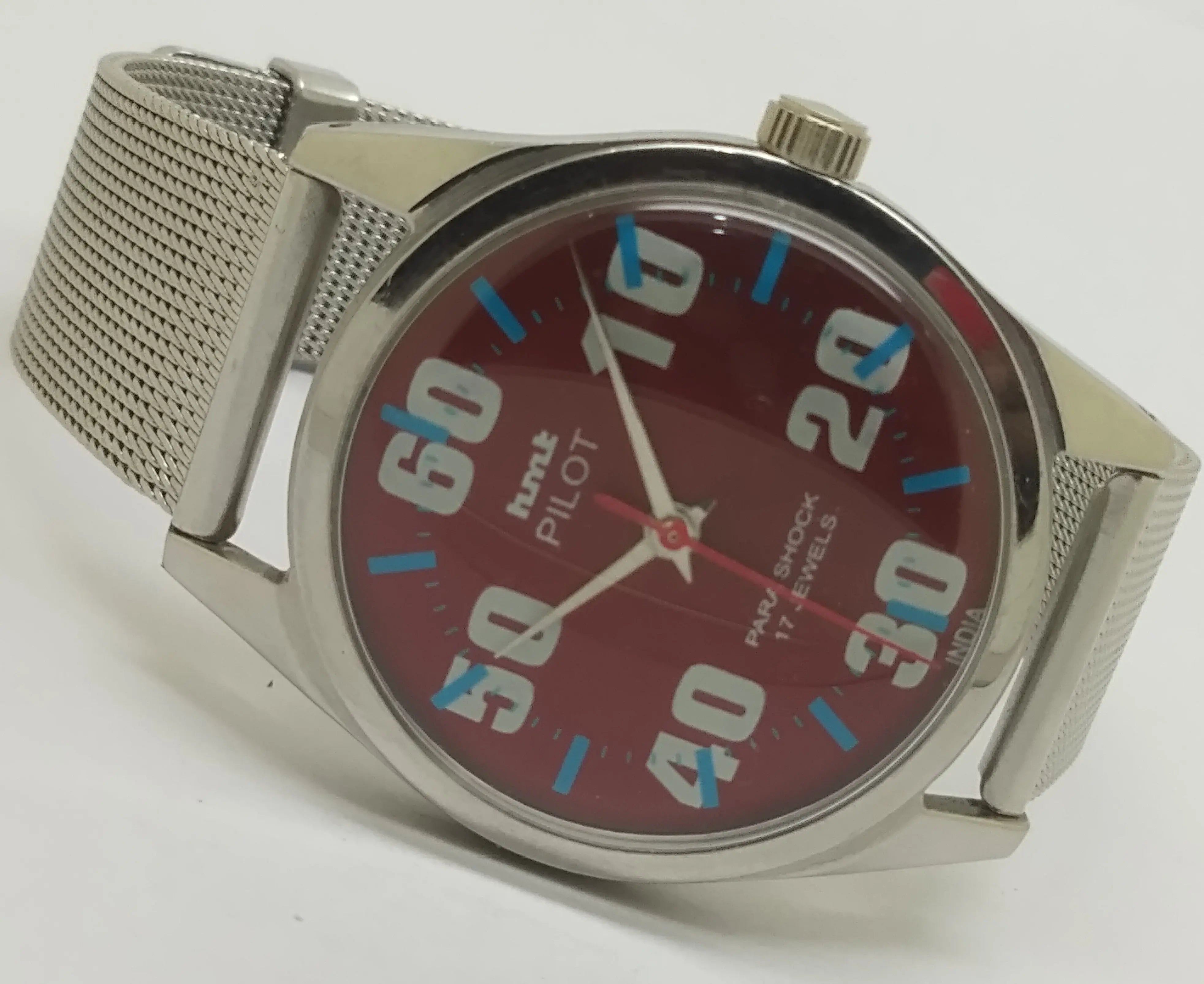 Hmt Pilot Mechanical Handwinding Movement stainless Steel Para Shock 17 Jewels Analog Dial Wrist Watch For Men National Watches