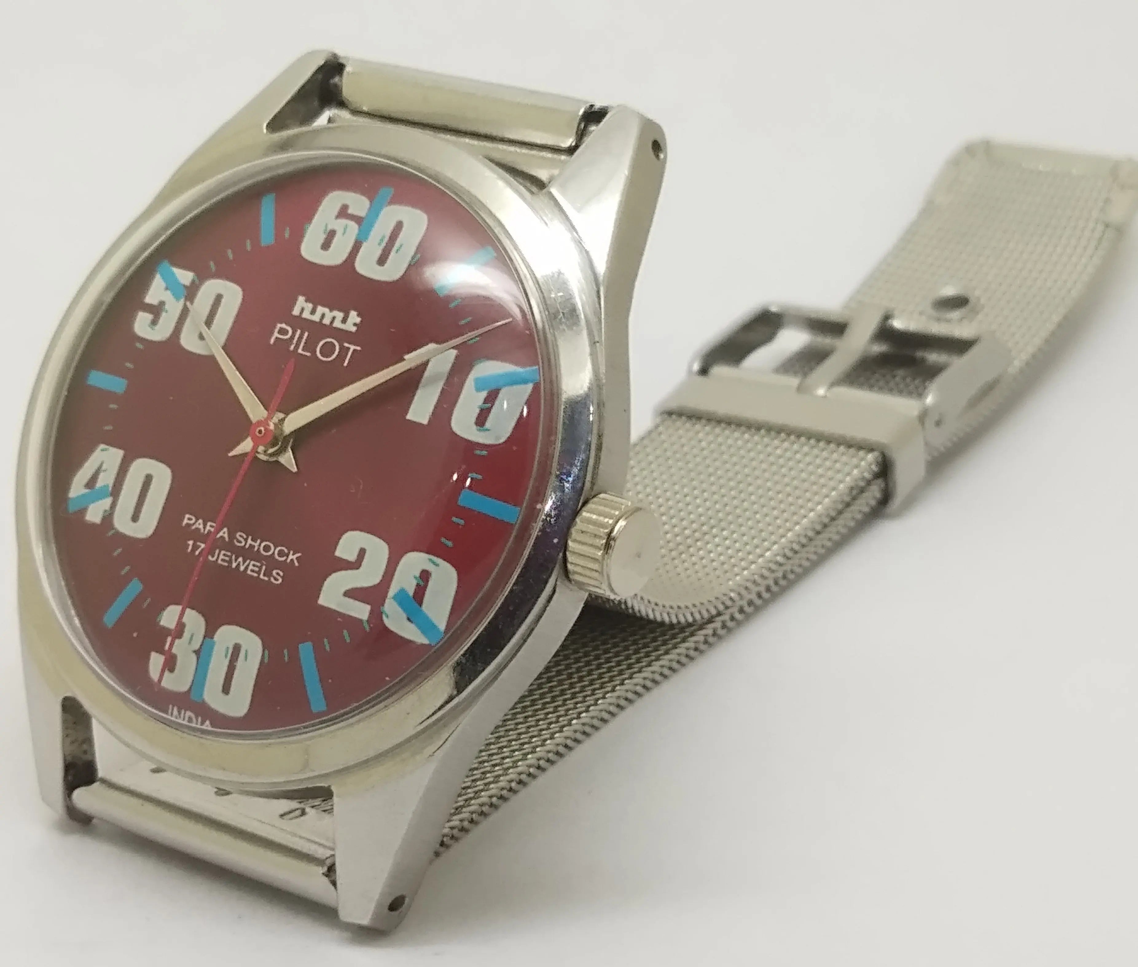 Hmt Pilot Mechanical Handwinding Movement stainless Steel Para Shock 17 Jewels Analog Dial Wrist Watch For Men National Watches