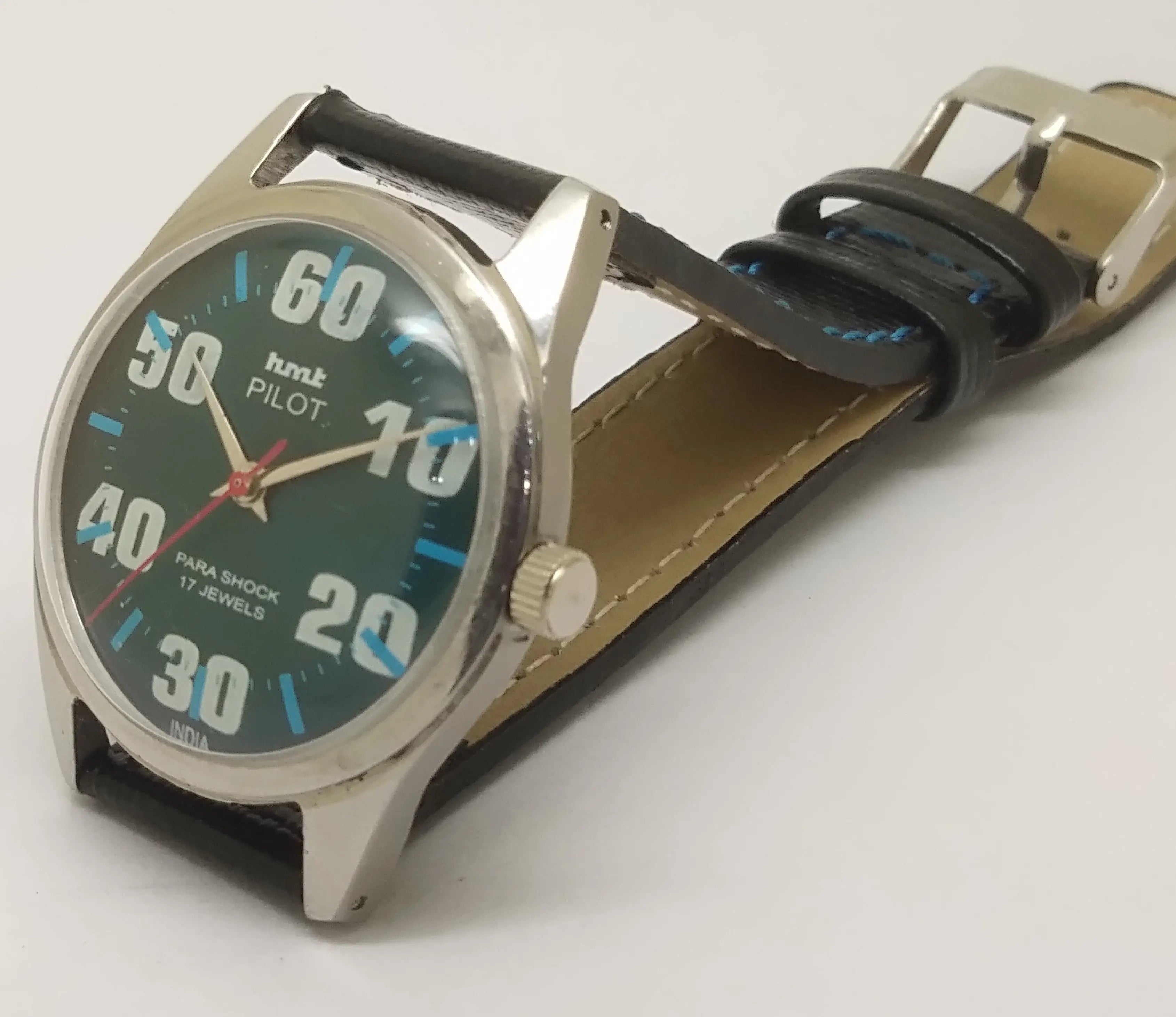 Hmt Pilot Mechanical Handwinding Movement leather Jewels Analog Dial Wrist Watch For Me National Watches