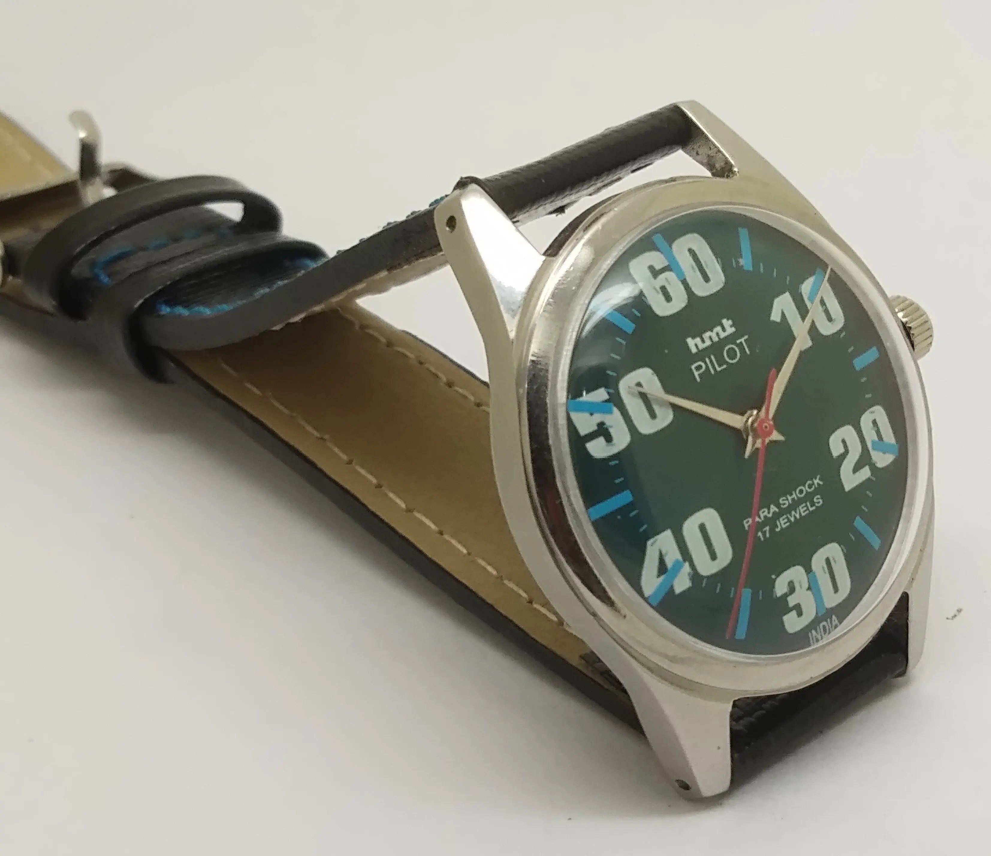 Hmt Pilot Mechanical Handwinding Movement leather Jewels Analog Dial Wrist Watch For Me National Watches