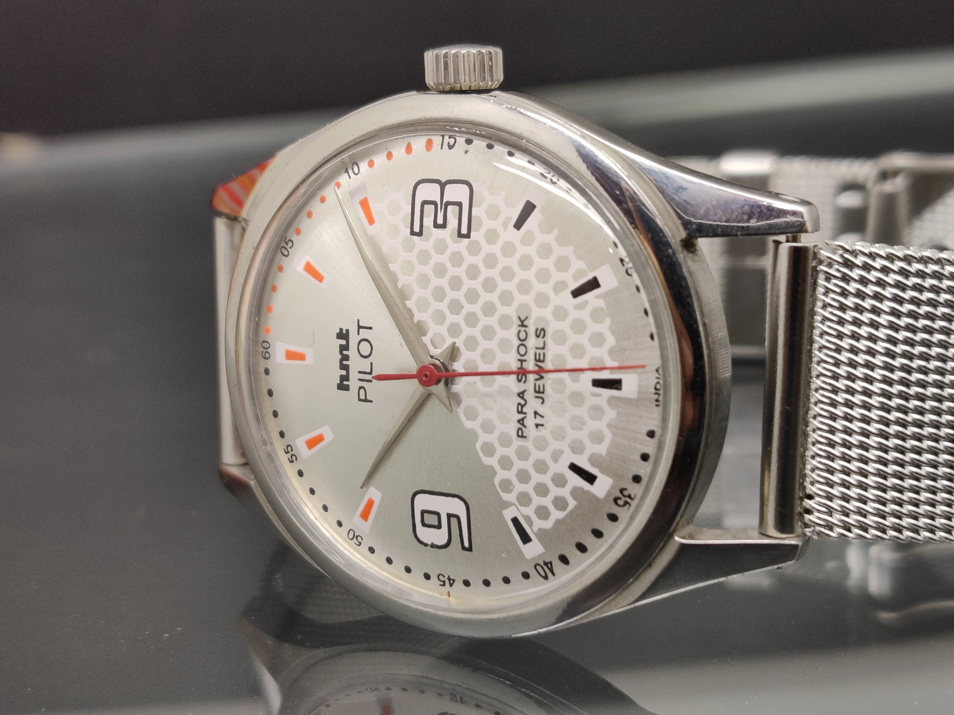 Hmt Pilot Mechanical Handwinding Movement stainless Steel Para Shock 17 Jewels Analog Dial Wrist Watch For Me National Watches