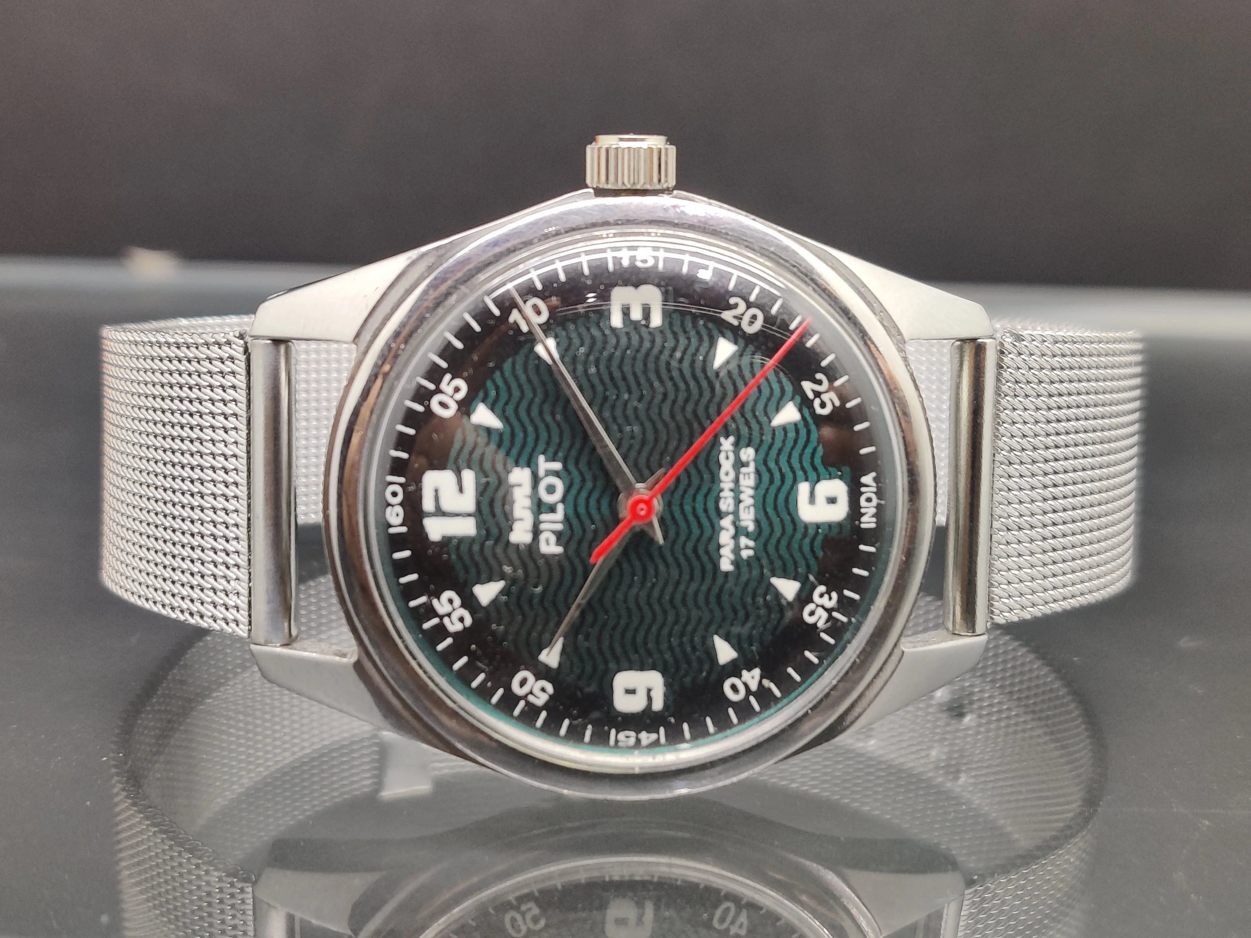Hmt Pilot Mechanical Handwinding Movement stainless Steel Para Shock 17 Jewels Analog Dial Wrist Watch For Me National Watches