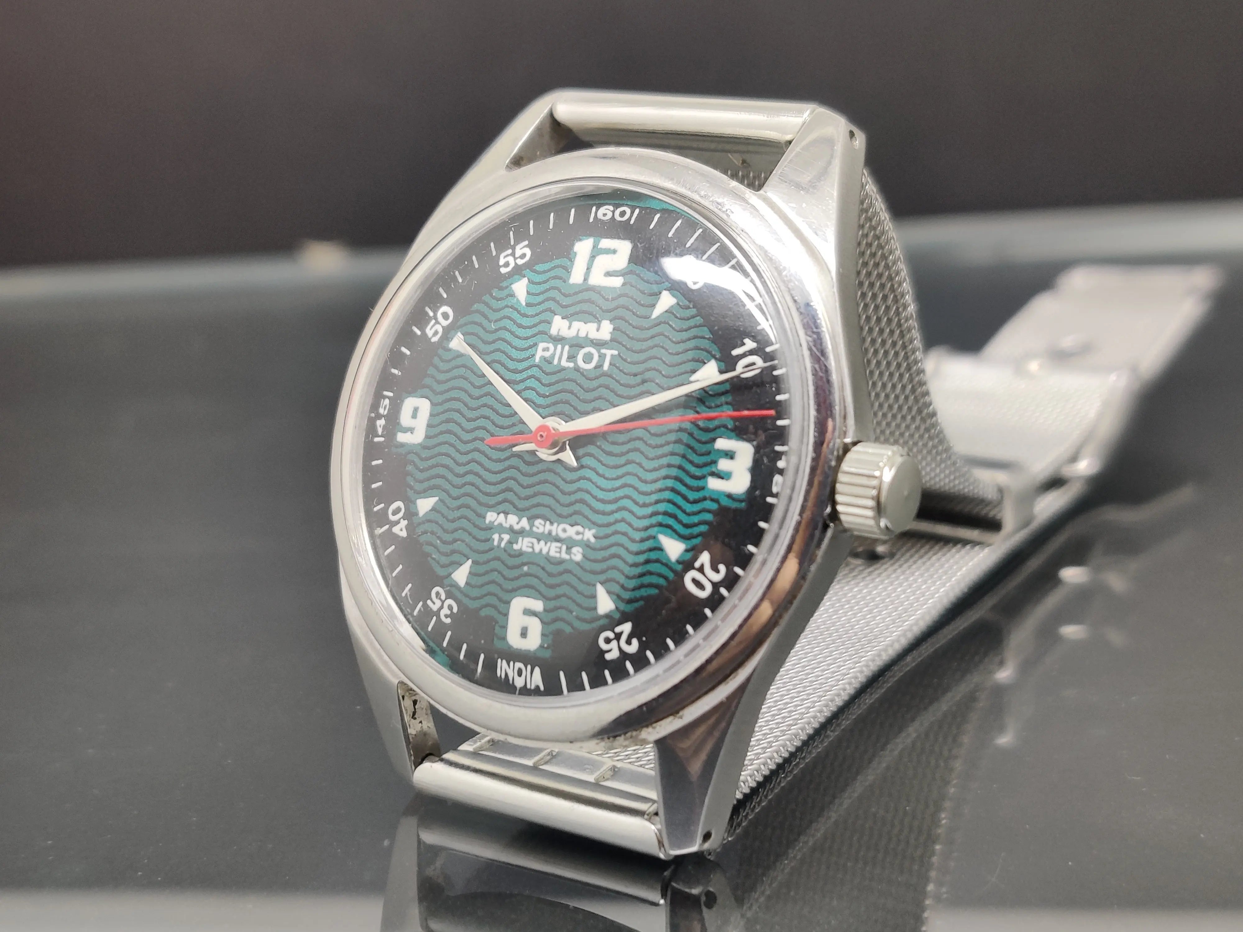 Hmt Pilot Mechanical Handwinding Movement stainless Steel Para Shock 17 Jewels Analog Dial Wrist Watch For Me National Watches