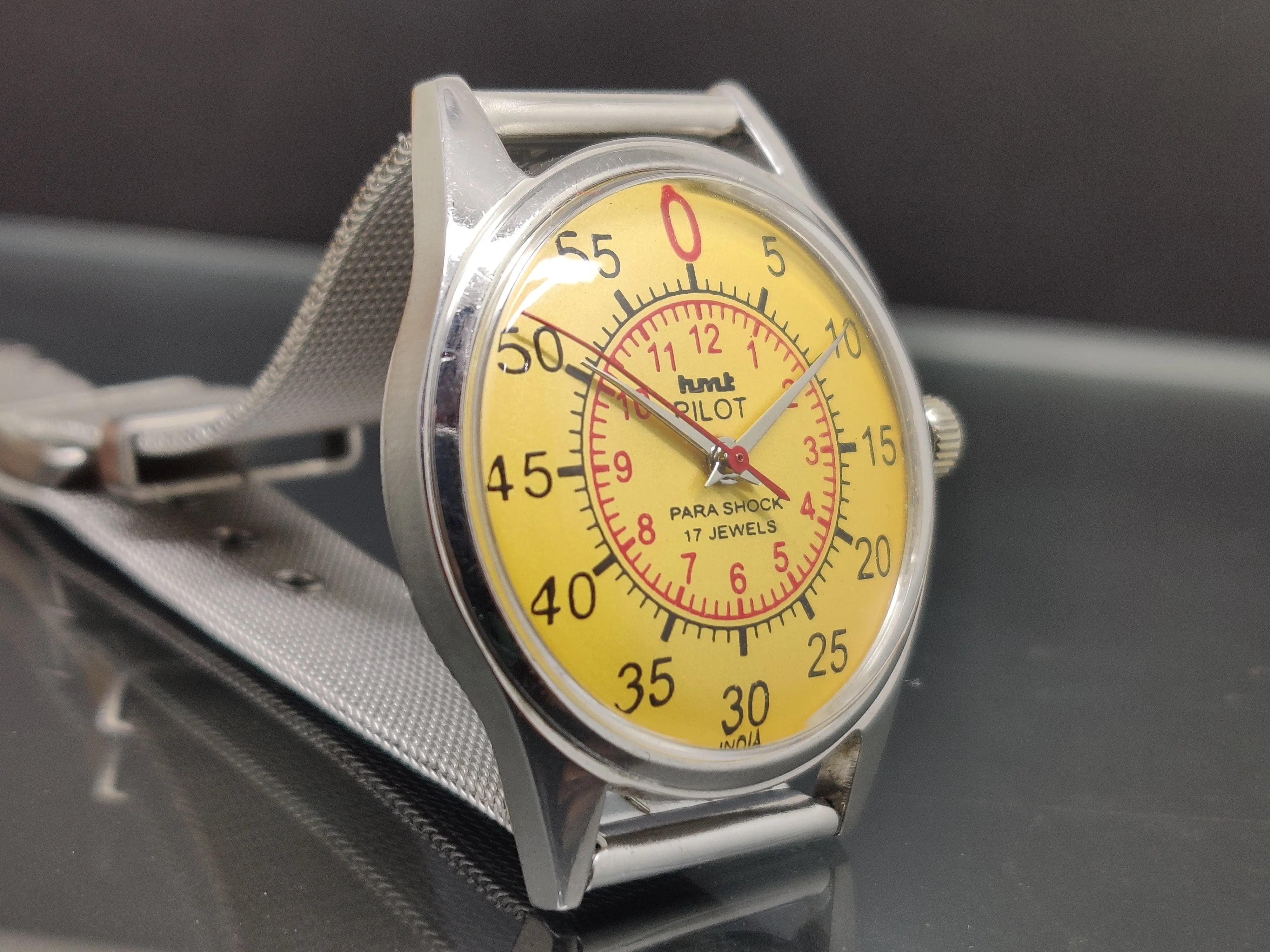 Hmt Pilot Mechanical Handwinding Movement stainless Steel Para Shock 17 Jewels Analog Dial Wrist Watch For Me - National Watches