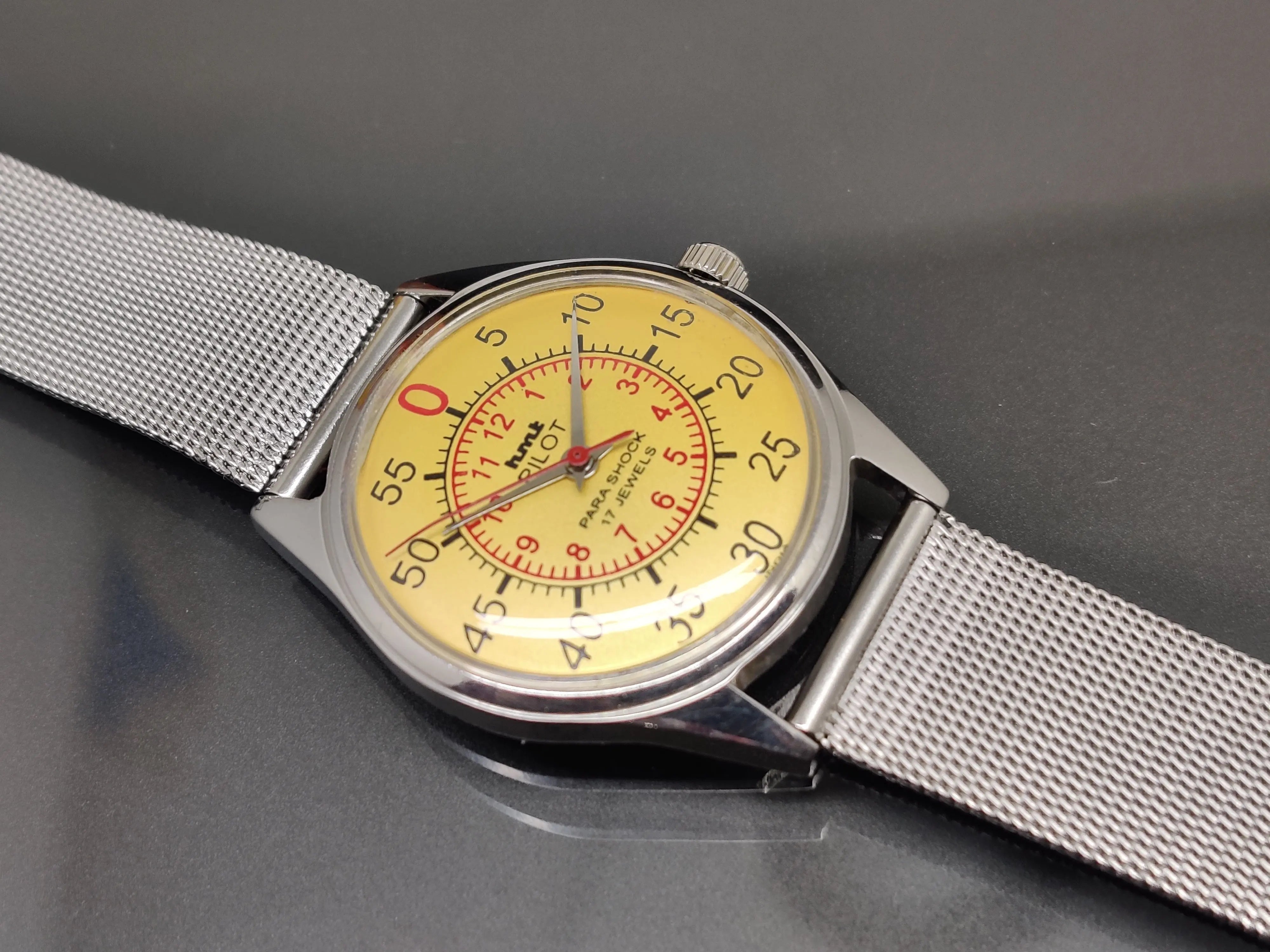 Hmt Pilot Mechanical Handwinding Movement stainless Steel Para Shock 17 Jewels Analog Dial Wrist Watch For Me - National Watches