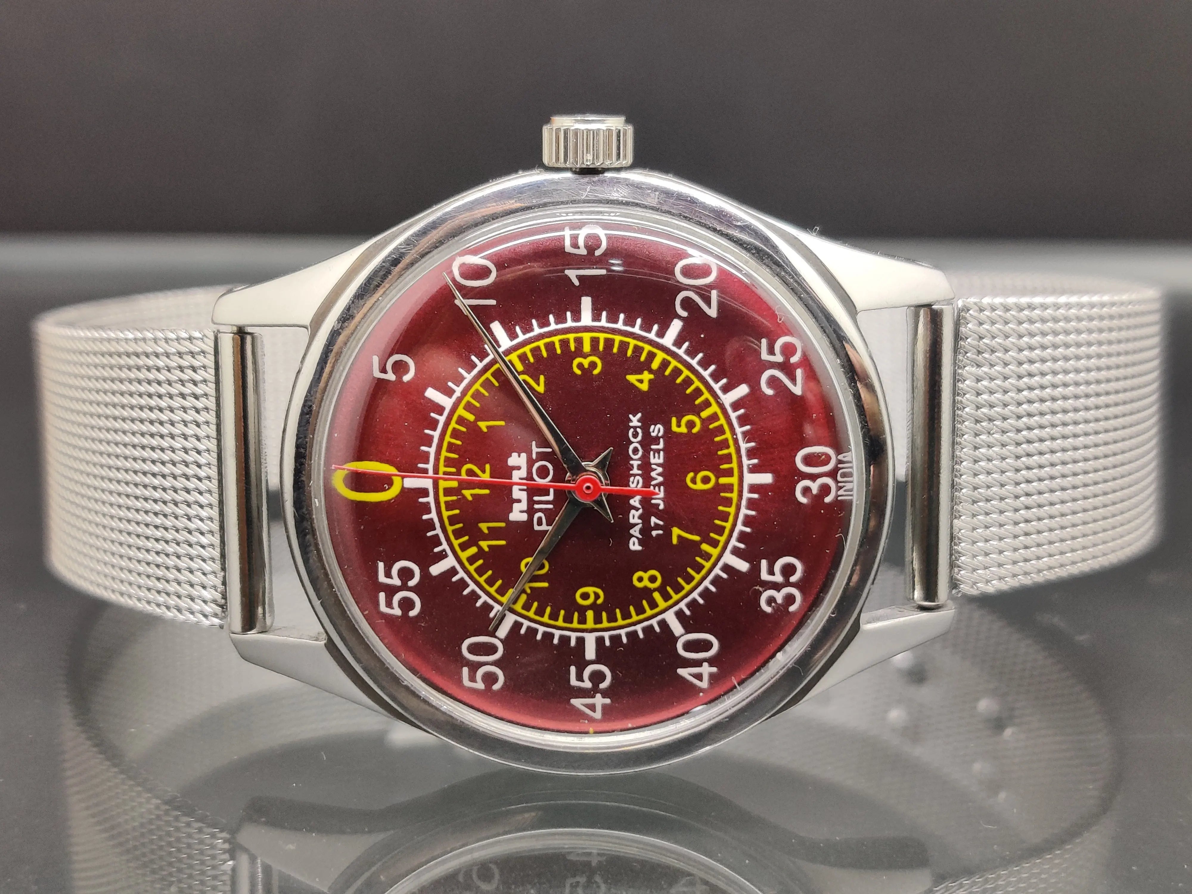 Hmt Pilot Mechanical Handwinding Movement stainless Steel Para Shock 17 Jewels Analog Dial Wrist Watch For Me - National Watches