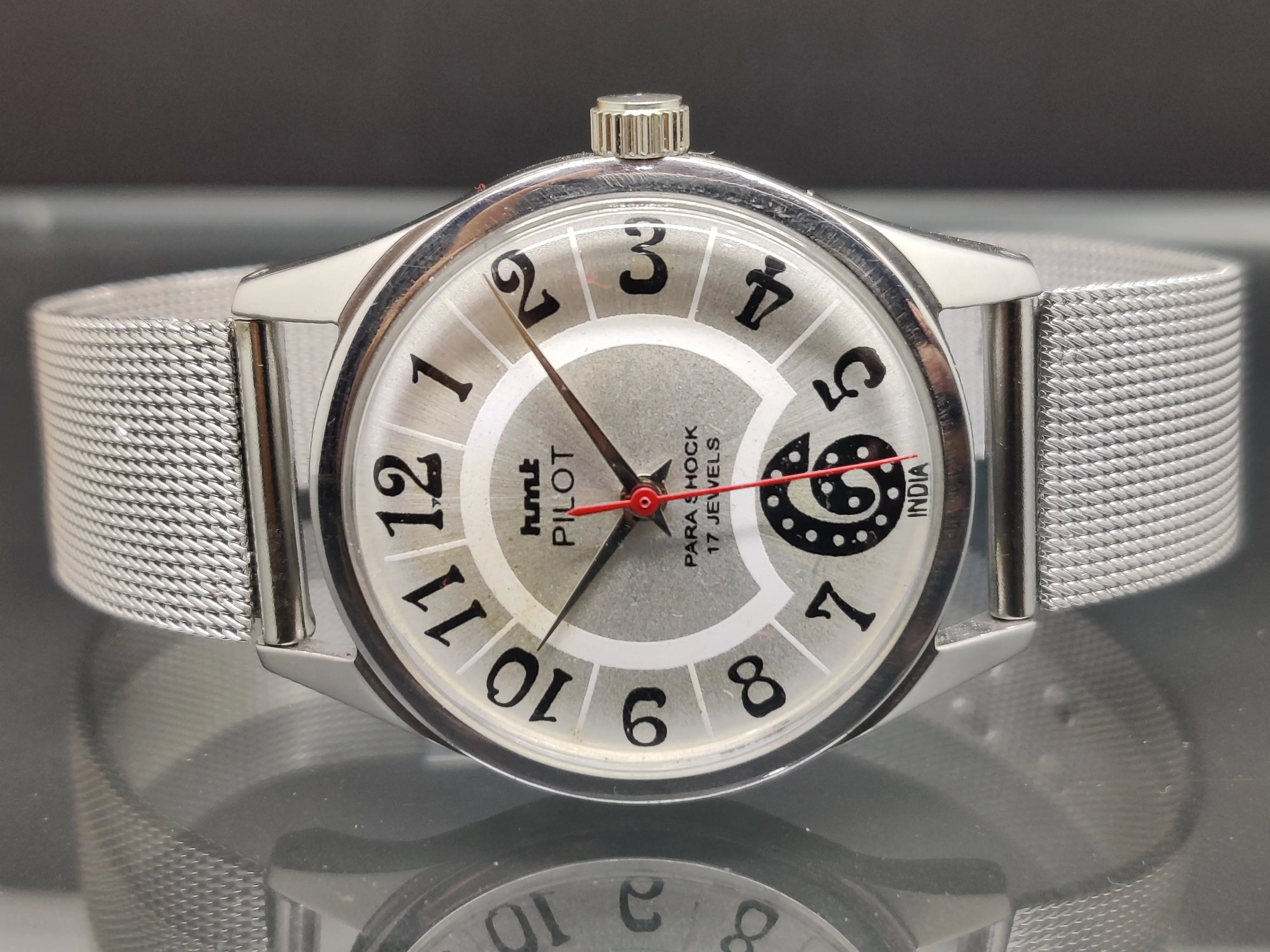 Hmt Pilot Mechanical Handwinding Movement stainless Steel Para Shock 17 Jewels Analog Dial Wrist Watch For Me - National Watches