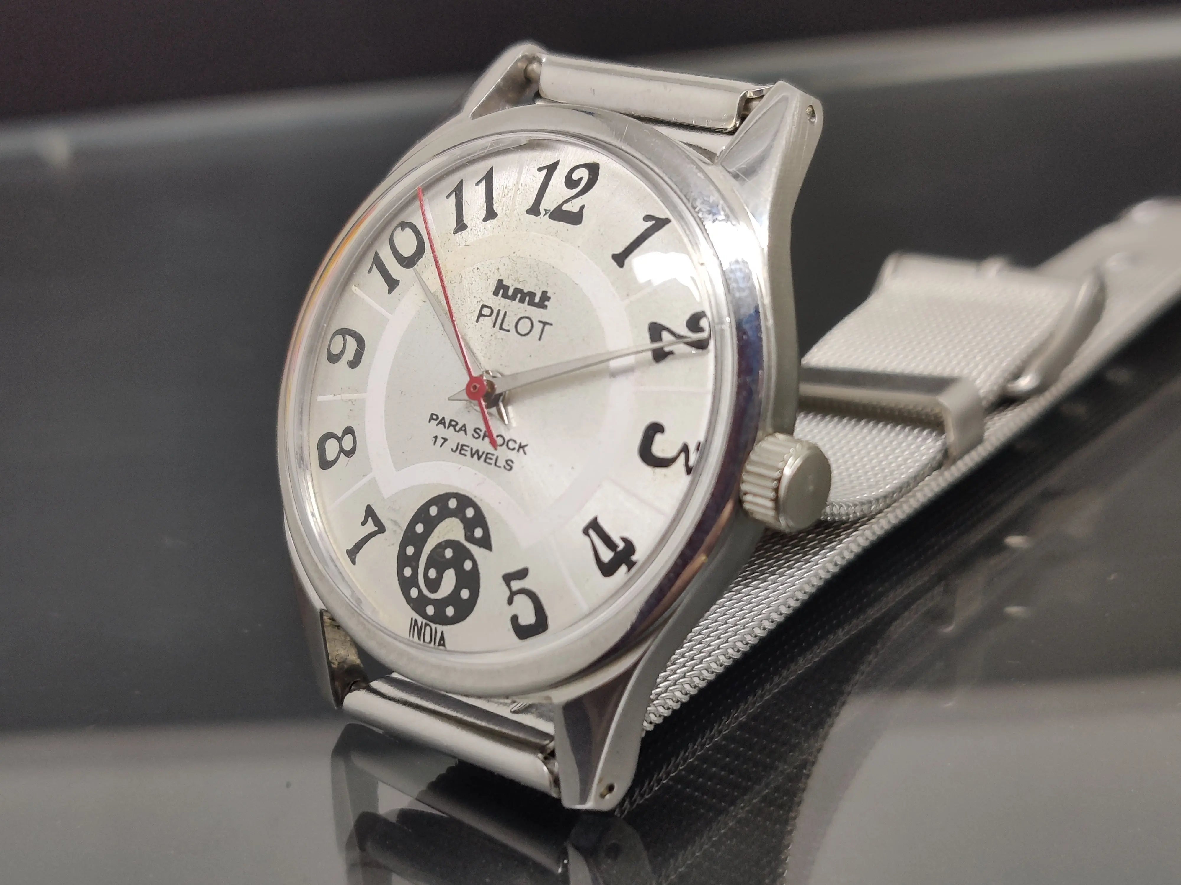 Hmt Pilot Mechanical Handwinding Movement stainless Steel Para Shock 17 Jewels Analog Dial Wrist Watch For Me - National Watches