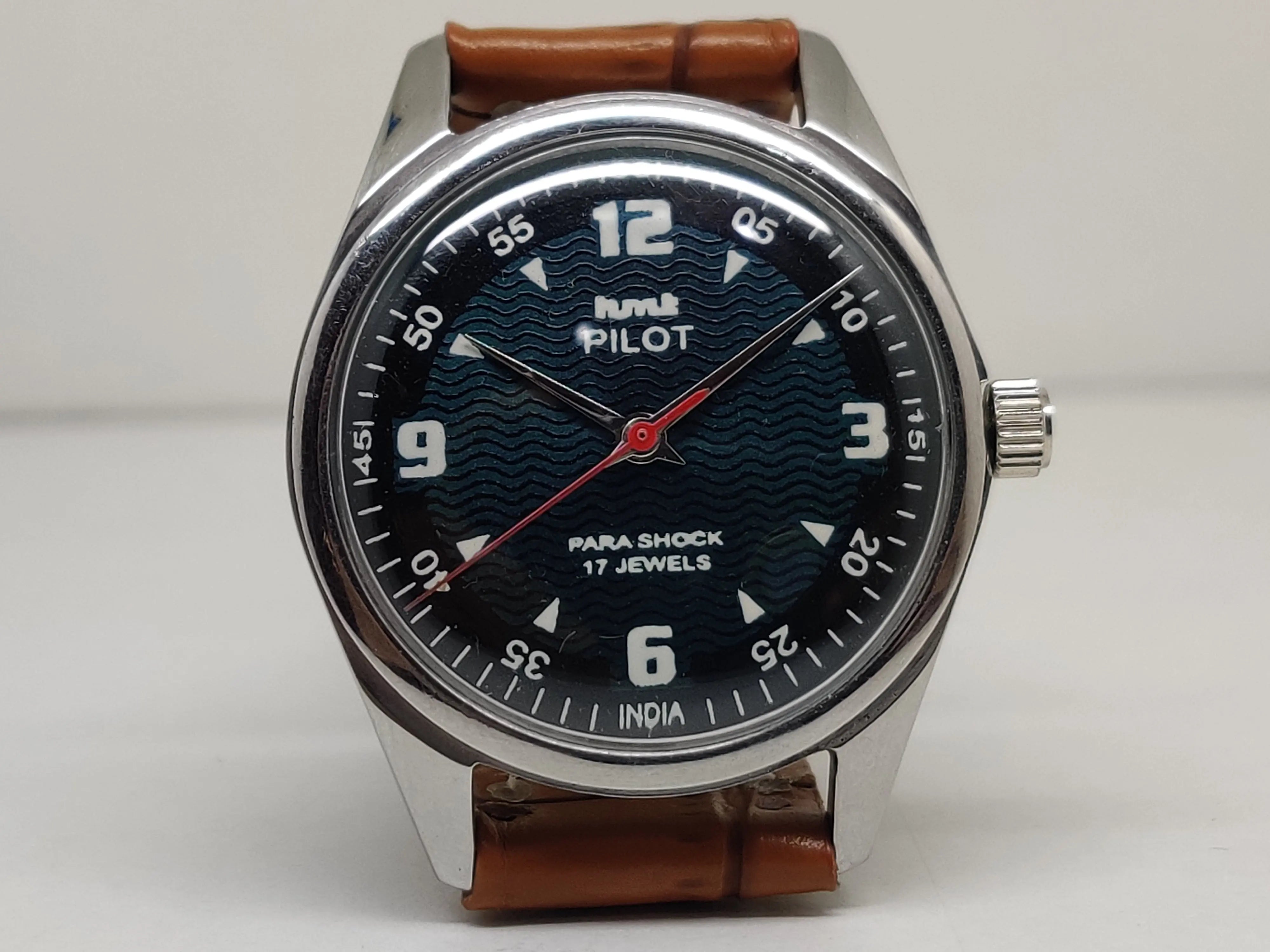 Hmt Pilot Mechanical Handwinding Movement leather Jewels Analog Dial Wrist Watch For Me - National Watches